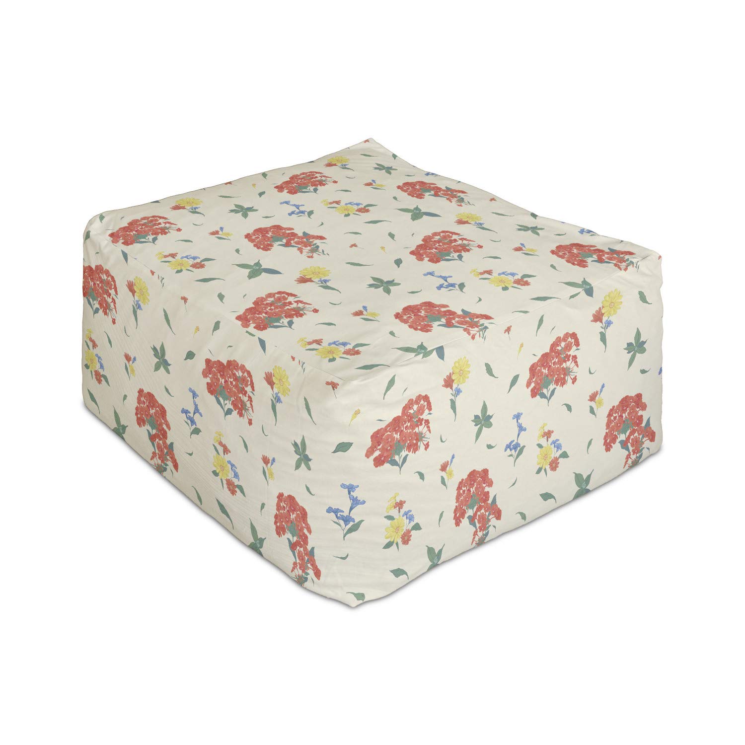 Ambesonne Floral Rectangle Pouf Ottoman - 25