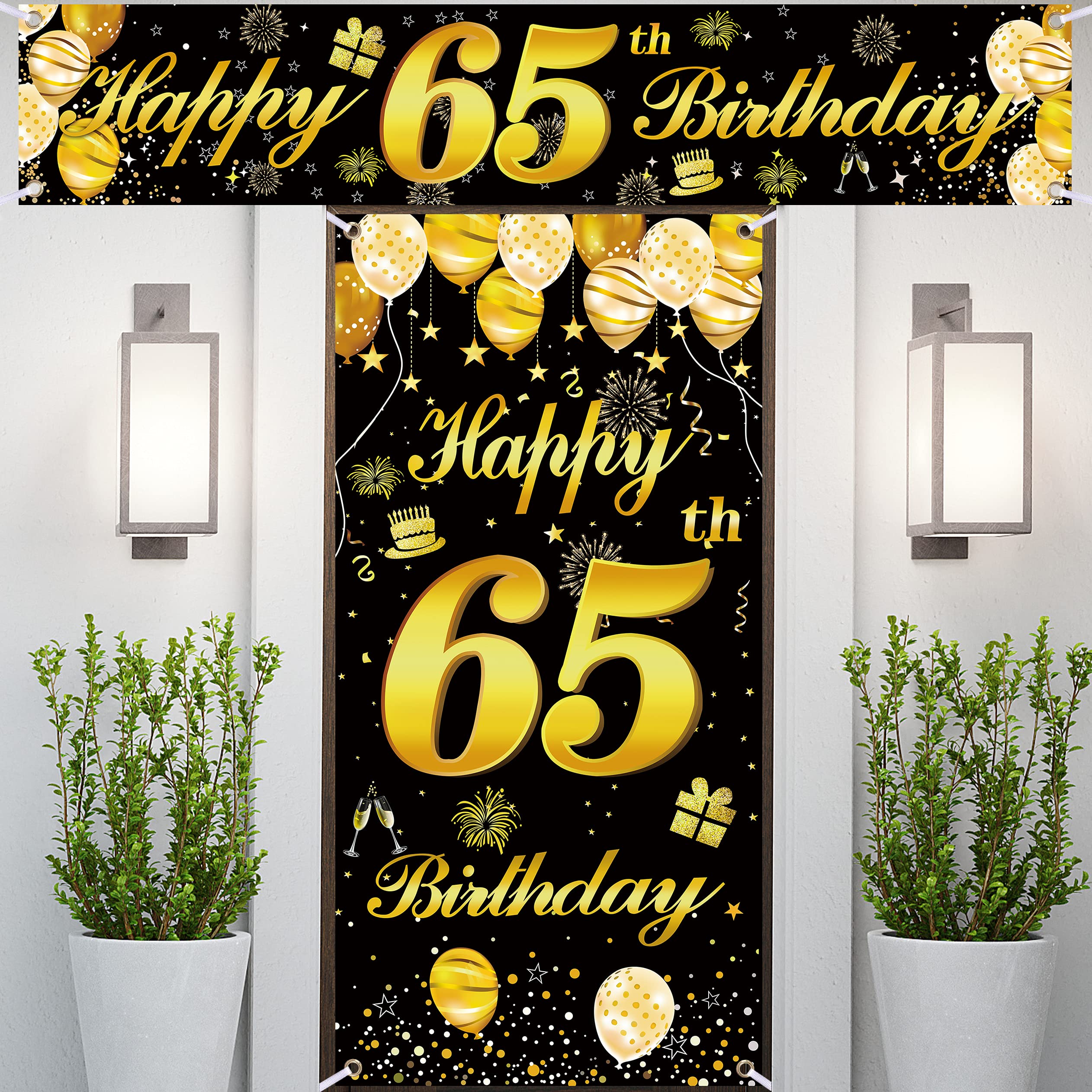 65th Happy Birthday Banner for Men - Large Birthday Party Decorations & Backdrop - Perfect for Indoor & Outdoor Celebrations, Photo Booths, and Milestone Birthday Parties