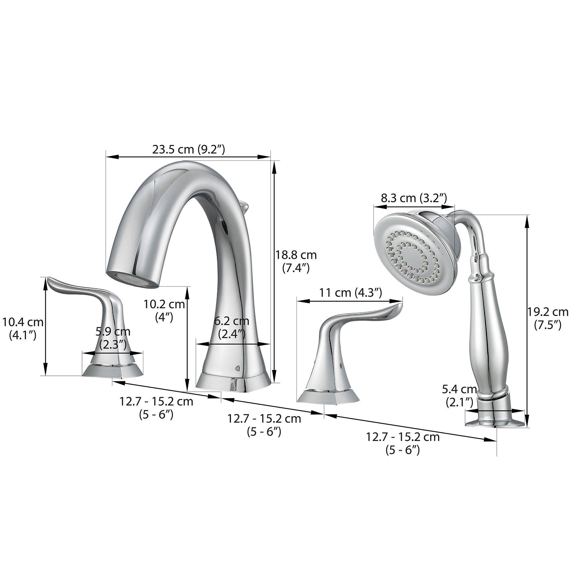 Scarlett Roman Tub Bathroom Faucet - Chrome Finish for Classic Elegance | Perfect for Freestanding Bathtubs & Luxury Bathrooms