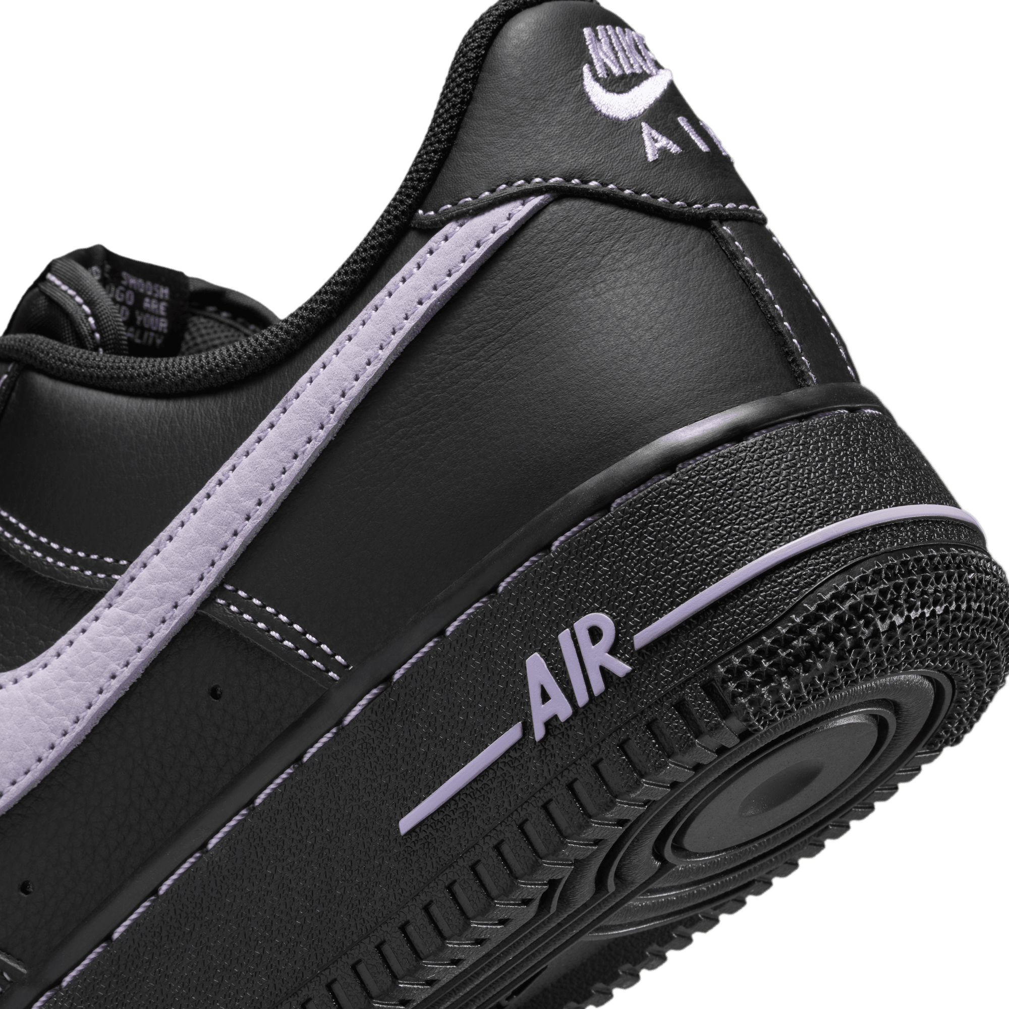 Nike Air Force 1 '07 LV8 Sneakers - Black & Light Lilac Basketball Shoes for Men & Women | Perfect for Casual Wear, Street Style & Everyday Comfort
