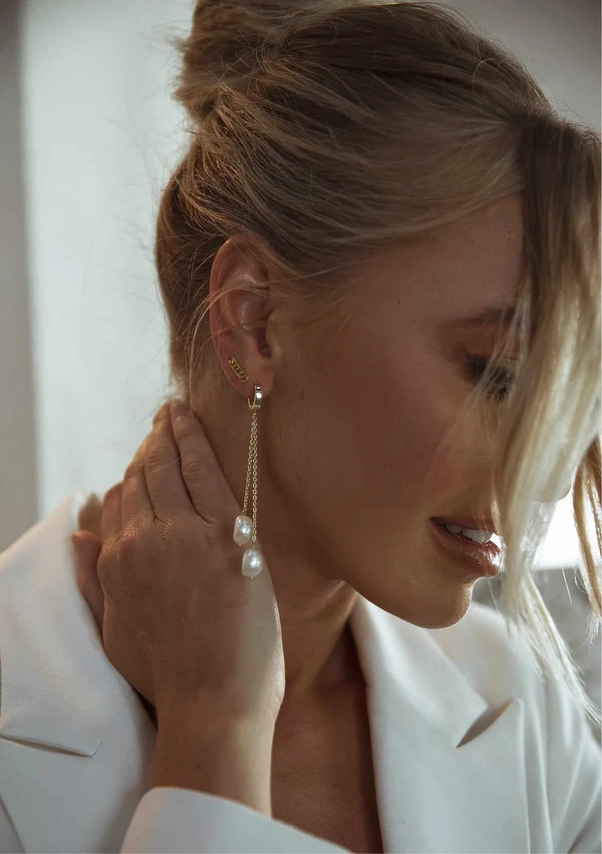 Lola Knight Carla Pearl Hoop Earrings - 18K Gold Plated Dainty Elegant Jewelry for Women, Perfect for Weddings, Parties & Everyday Wear
