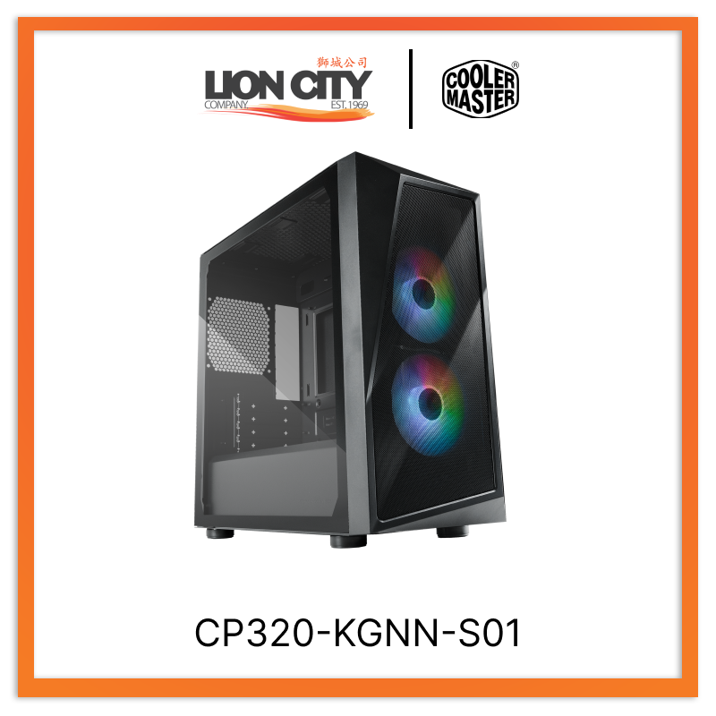 Cooler Master CP320 KGNN S01 CM CMP320 Mesh ARGB Mid Tower ATX Case with 3 RGB Fans - High Airflow Gaming PC Case for Custom Builds & Streaming Setups