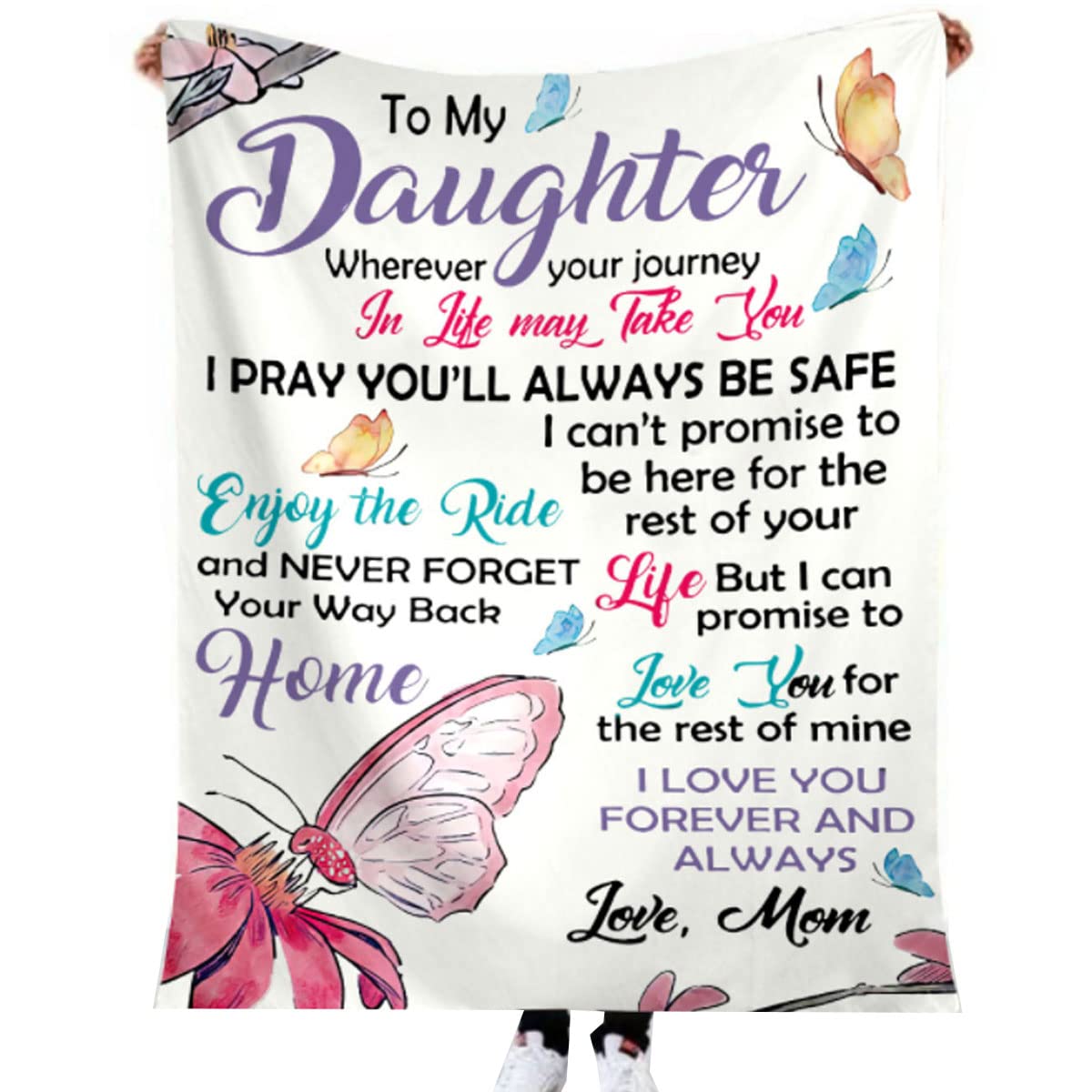 YANJJ Personalized Flannel Blanket for Daughter - Soft & Comfortable Wrap Blanket with English Message, 150x200cm - Perfect Gift for Birthdays, Holidays & Cozy Family Moments