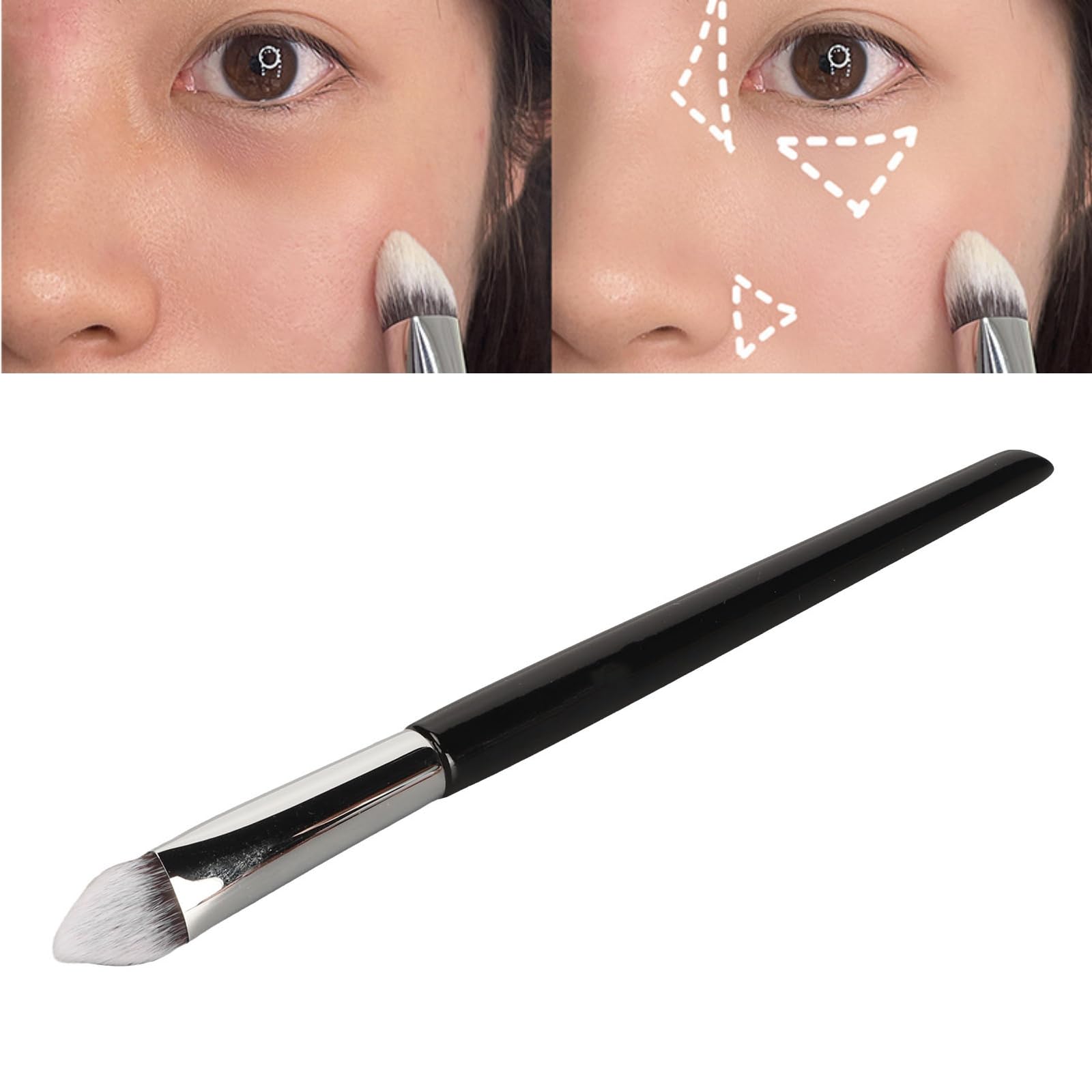 Professional Angled Concealer Brush for Under Eye & Highlighting - Soft Triangular Head Makeup Brush for Seamless Concealer Application - Perfect for Women's Daily Makeup & Contouring