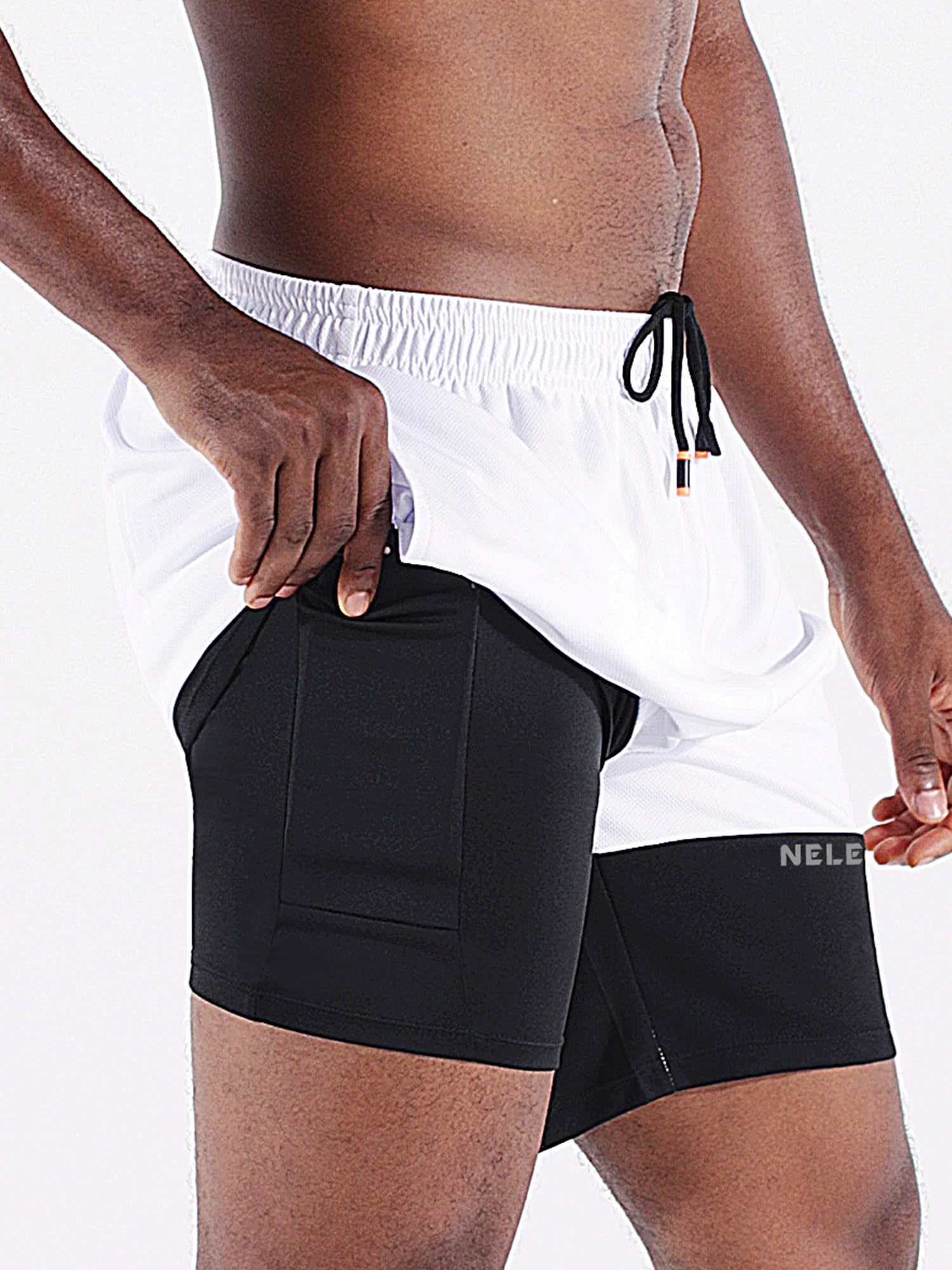 NELEUS Men's 2-in-1 Running Shorts with Built-in Liner - Quick Dry Athletic Workout Shorts with Pockets for Gym, Jogging & Outdoor Sports