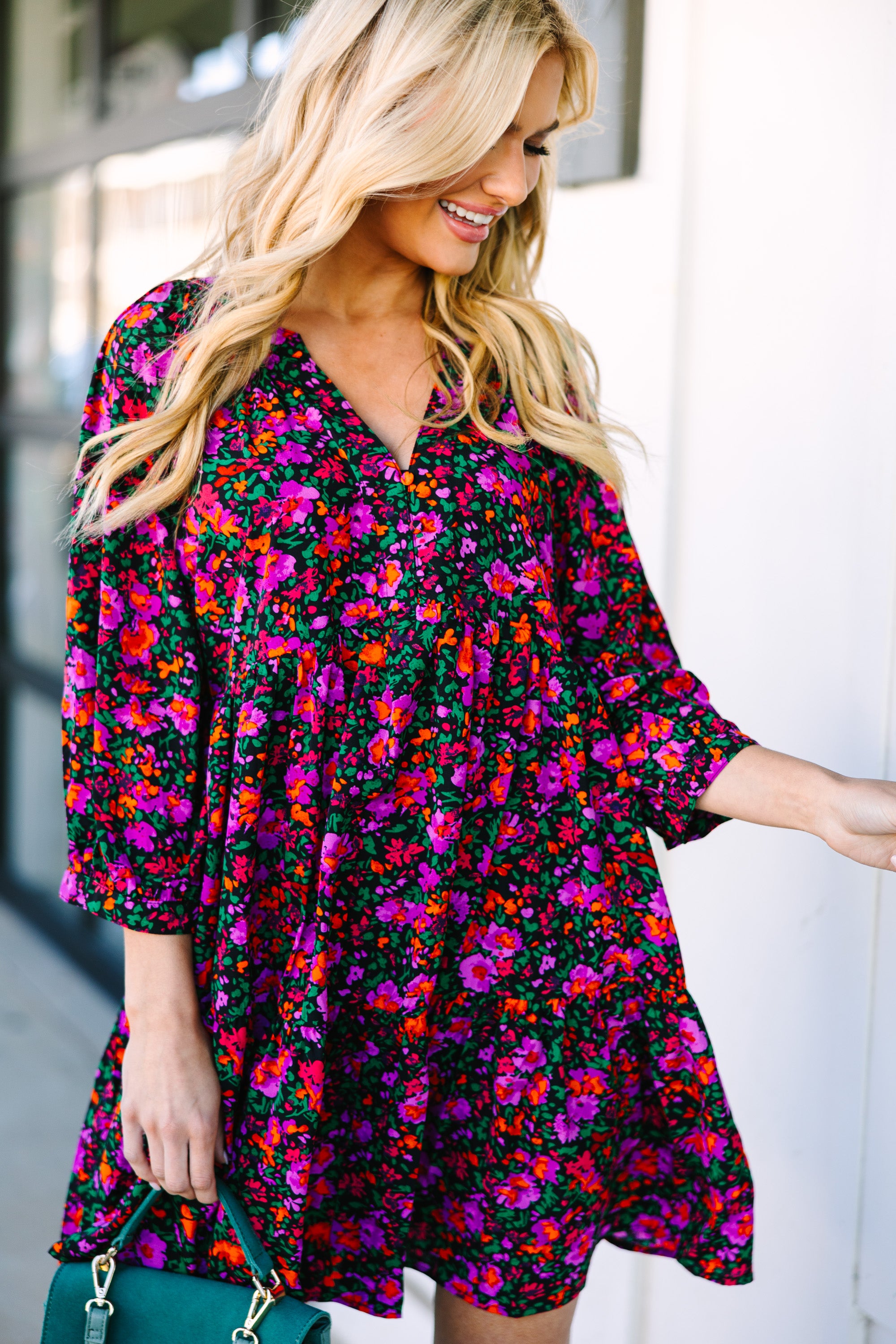 Elegant Black Floral Print Dress for Women - Perfect for Parties, Weddings & Special Occasions