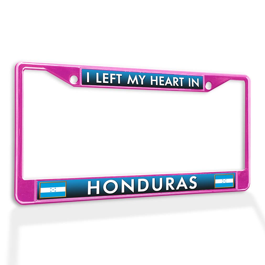 Hot Pink Metal Insert License Plate Frame - Weatherproof Car Accessory with 2 Holes for Honduran Pride | Perfect for Car Enthusiasts & Travel Lovers