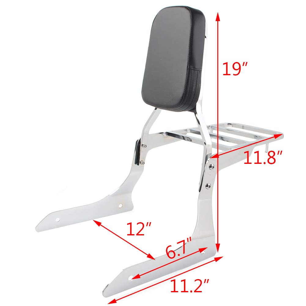 Chrome Sissy Bar & Luggage Rack for Yamaha V-Star XVS1300/XV1300A (2007-2015) - Heavy Duty Rear Passenger Backrest with Storage - Perfect for Long Rides and Motorcycle Touring