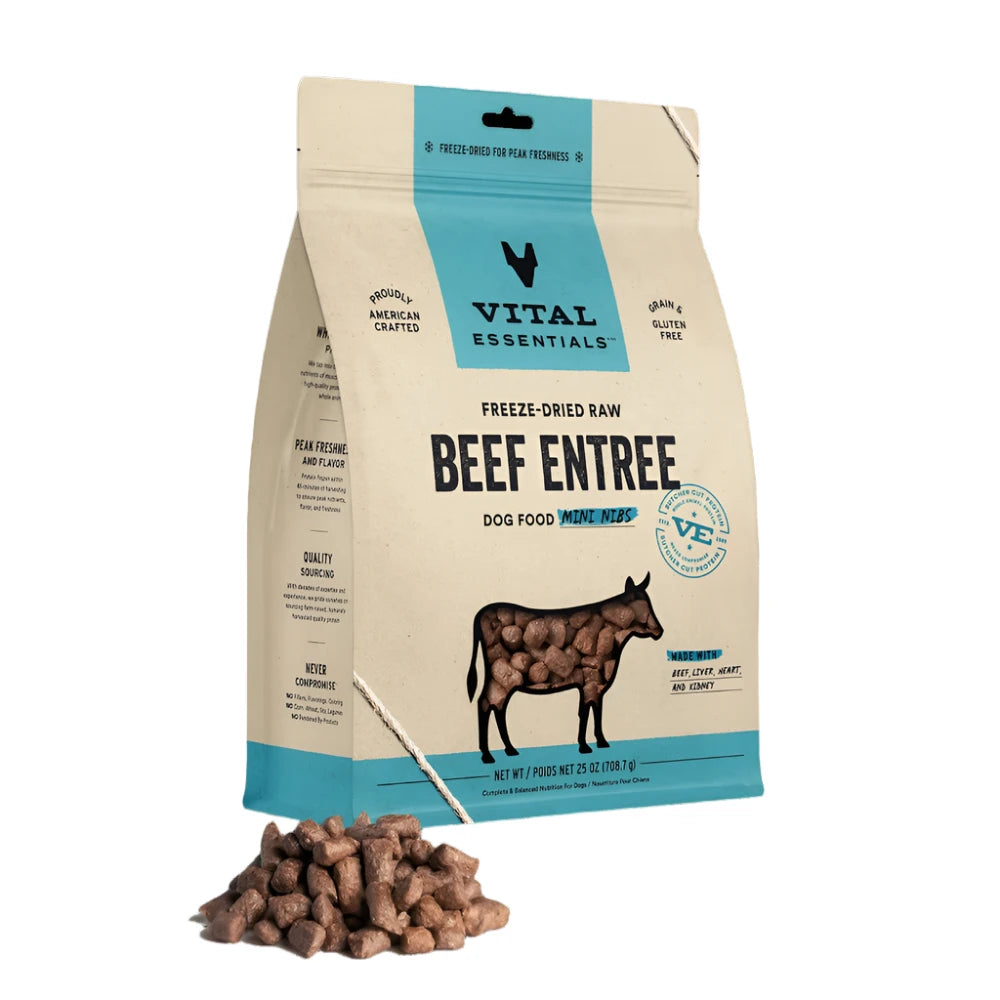 Freeze Dried Raw Beef Mini Nibs Dog Food - Grain-Free, High Protein Treats for Small & Medium Dogs - Perfect for Training, Rewards & On-the-Go Snacks