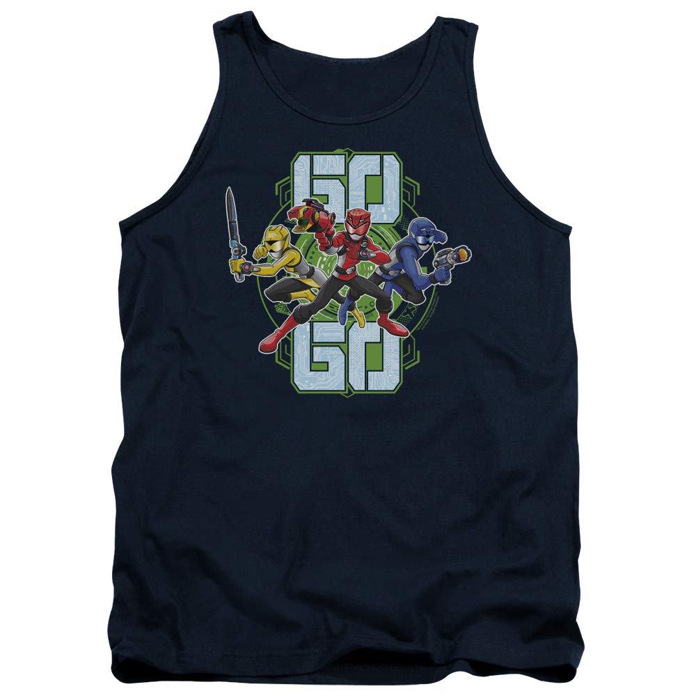 Power Rangers Go Go Unisex Adult Tank Top - Comfortable Casual Sleeveless Shirt for Men & Women - X-Large Navy - Perfect for Cosplay, Summer Outfits & Superhero Fans
