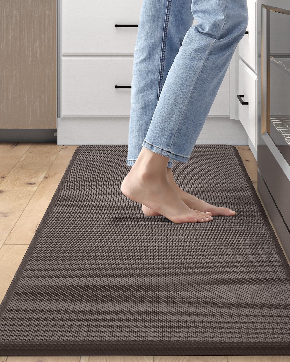 DEXI Anti-Fatigue Kitchen Mat - Non-Slip Waterproof Standing Mat for Comfortable Support in Kitchen, Office, Laundry & Sink Areas - 39x20 Inches Brown - Perfect for Cooking, Dishwashing & Long Standing Tasks