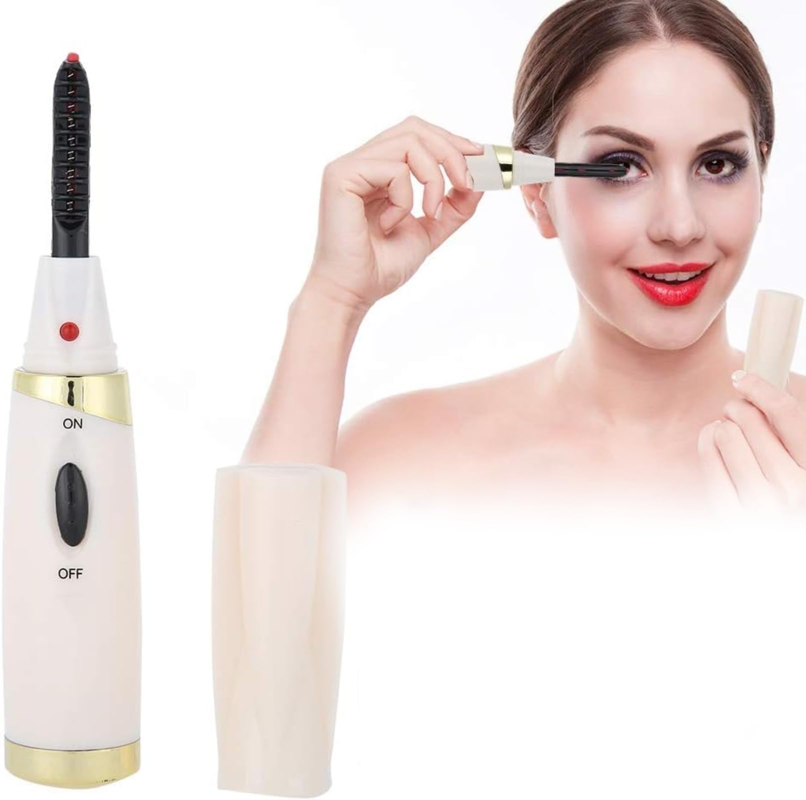 Heated Eyelash Curler - Mini Electric Lash Curling Wand with Adjustable Temperature, Portable USB Charging for Natural Curled Lashes | Perfect for Travel, Home & Professional Makeup Use
