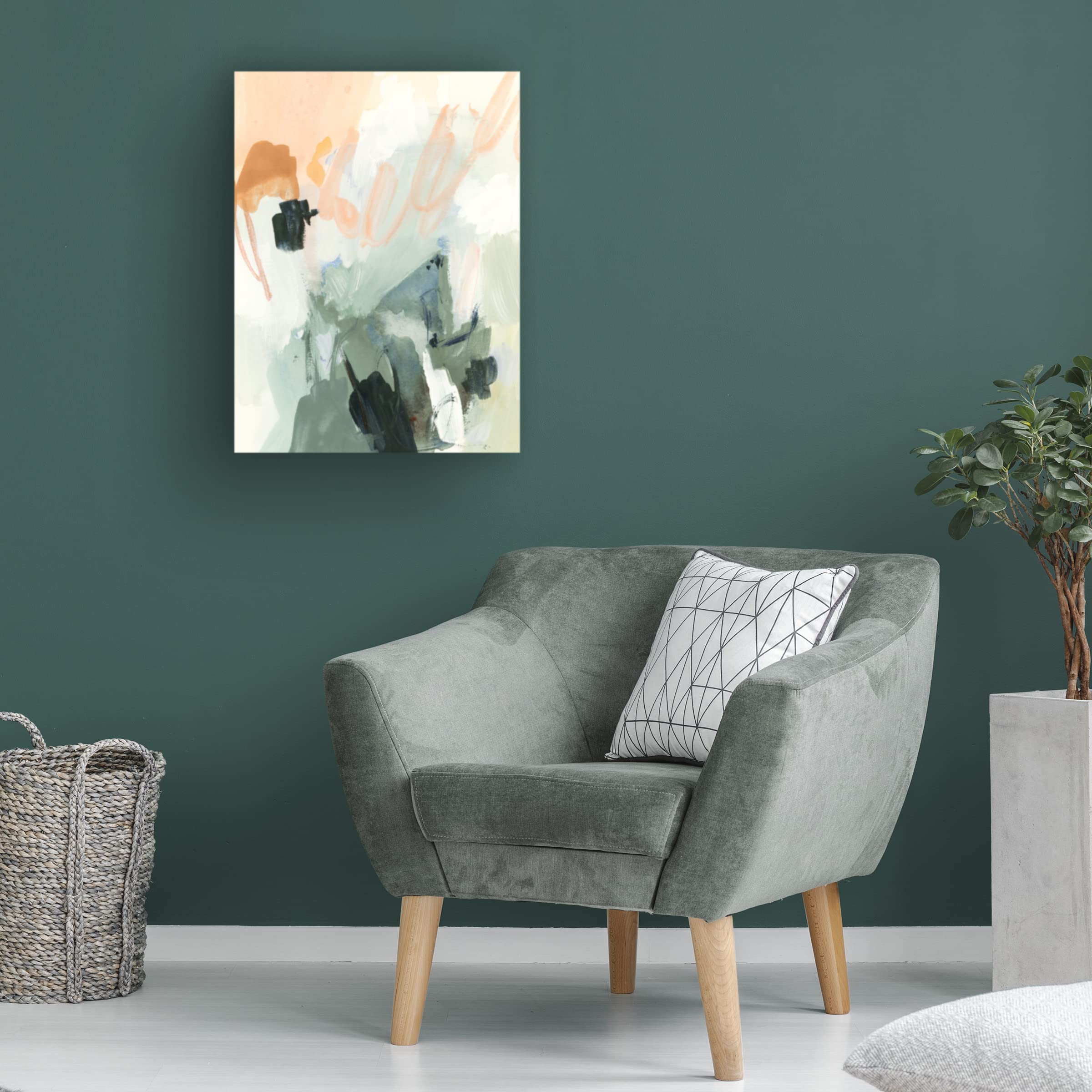 Victoria Barnes 'Moss And Peach I' Canvas Wall Art Print - Modern Botanical Home Decor for Living Room, Bedroom & Office