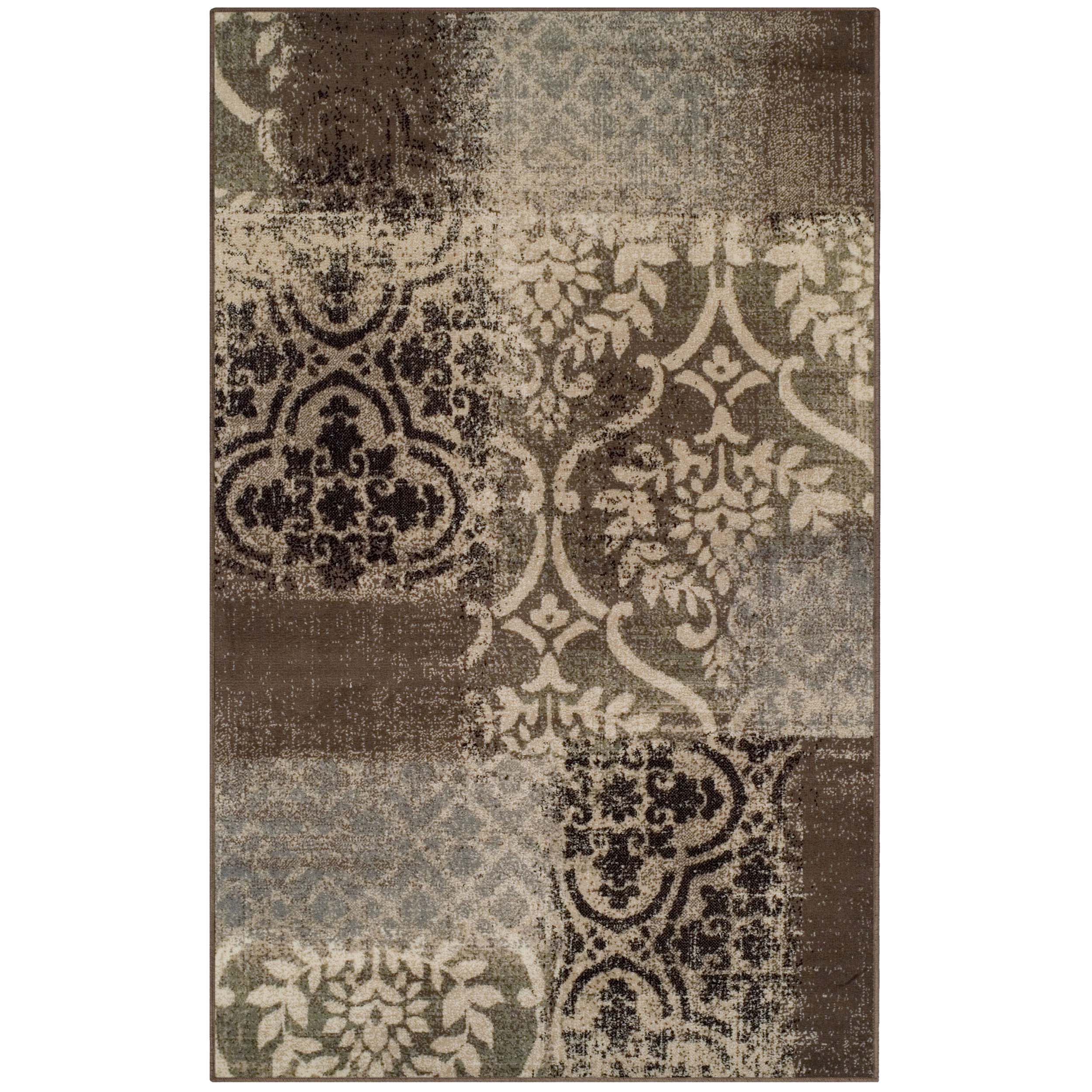 Bristol Distressed Abstract Damask Indoor Area Rug - Non-Slip Living Room Carpet Runner for Bedroom, Hallway & Entryway Decor