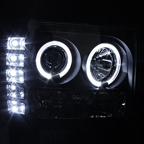 AKKON LED Headlight & Tail Light Kit for GMC Sierra - Dual Halo Ring Black Bezel Headlights with C-Shape LED Brake Lights - Upgrade for Improved Visibility & Style (Perfect for Night Driving & Off-Road Adventures)