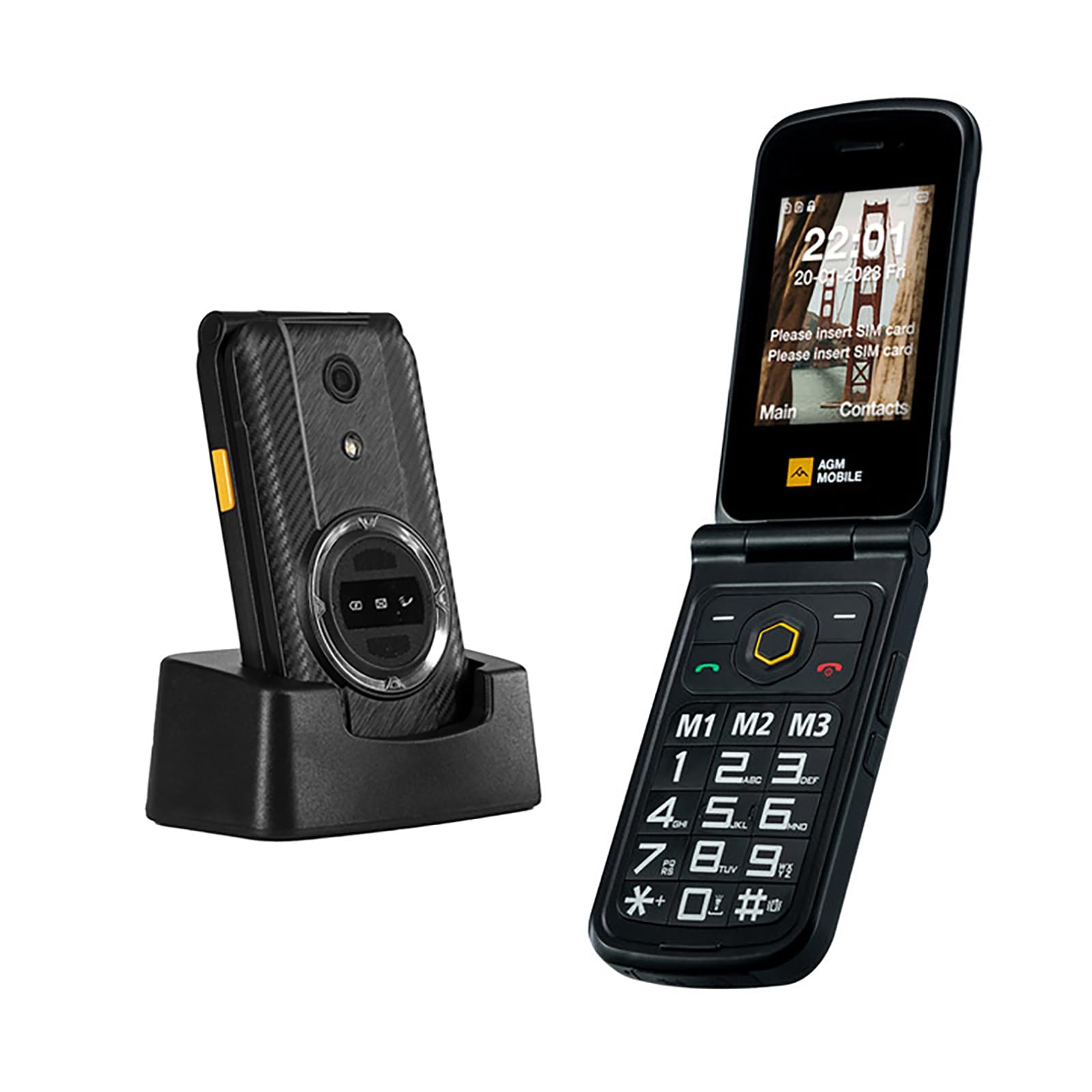 AGM M8 Rugged Flip Phone - 4G LTE Basic Cell Phone | Waterproof & Drop-Proof | SOS Side Key & Speed Dial | 104dB Loud Speaker | Large Keypad & Fonts | Dual SIM | T-Mobile Compatible | Perfect for Outdoor Adventures & Emergency Use