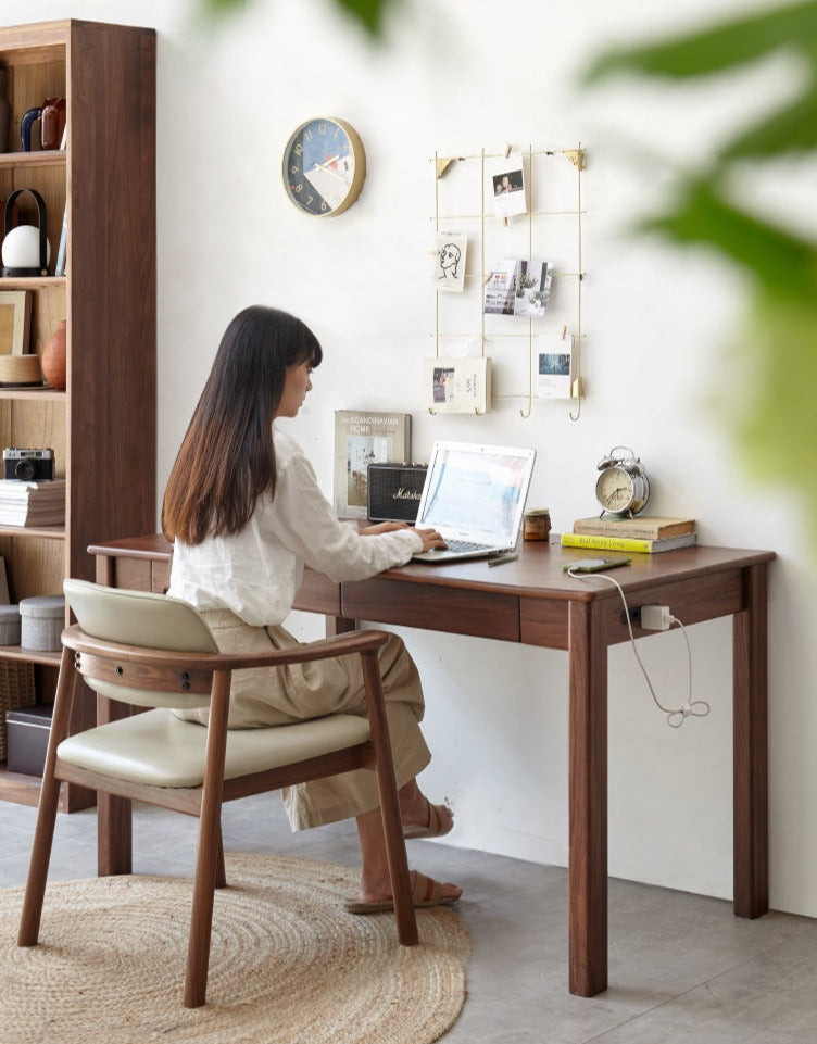 Premium Solid Wood Office Desk - Black Walnut, Oak & Ash Options | Modern Home Office & Executive Workspace Furniture
