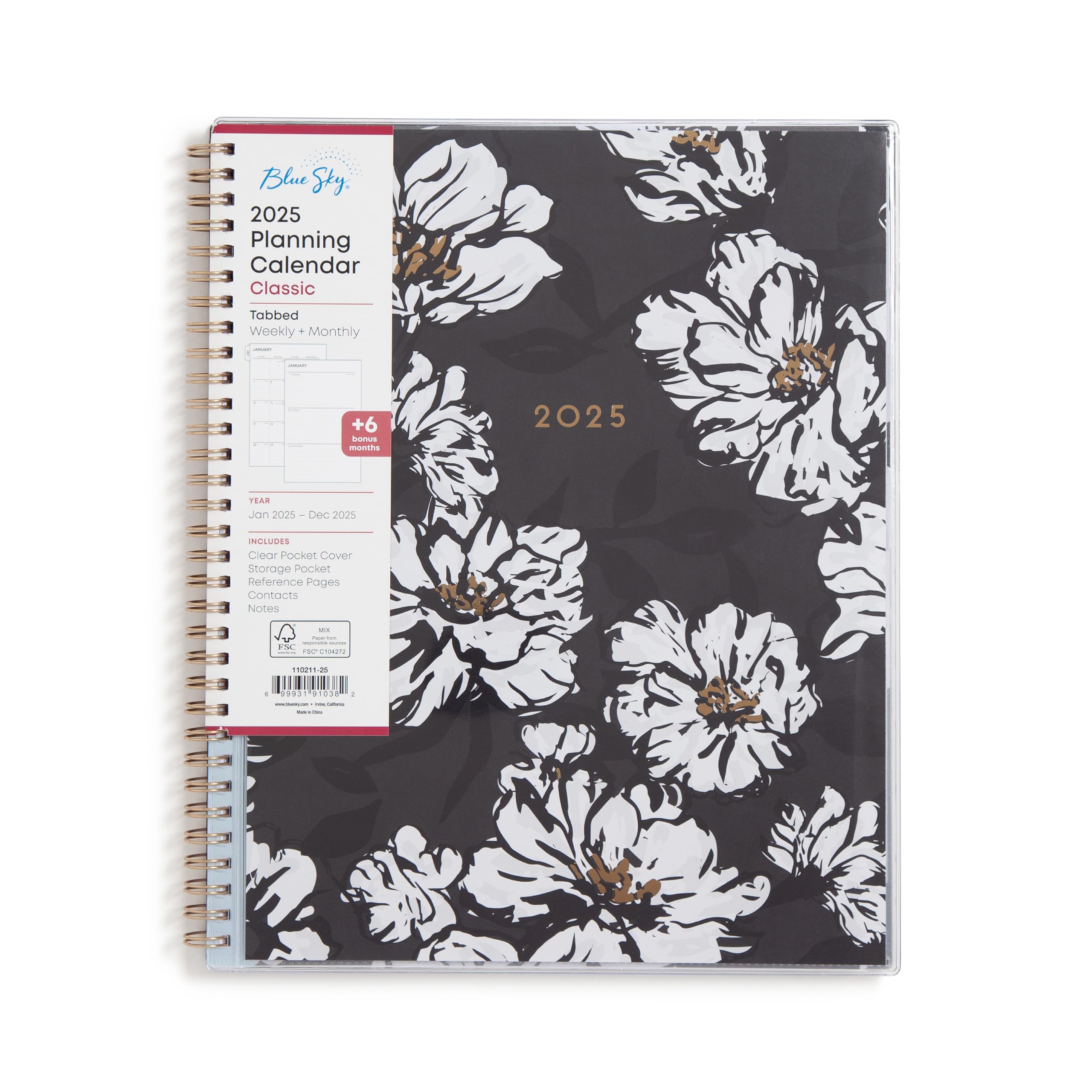 Blue Sky 2025 Weekly & Monthly Planner Calendar - January to December 2025, 8.5