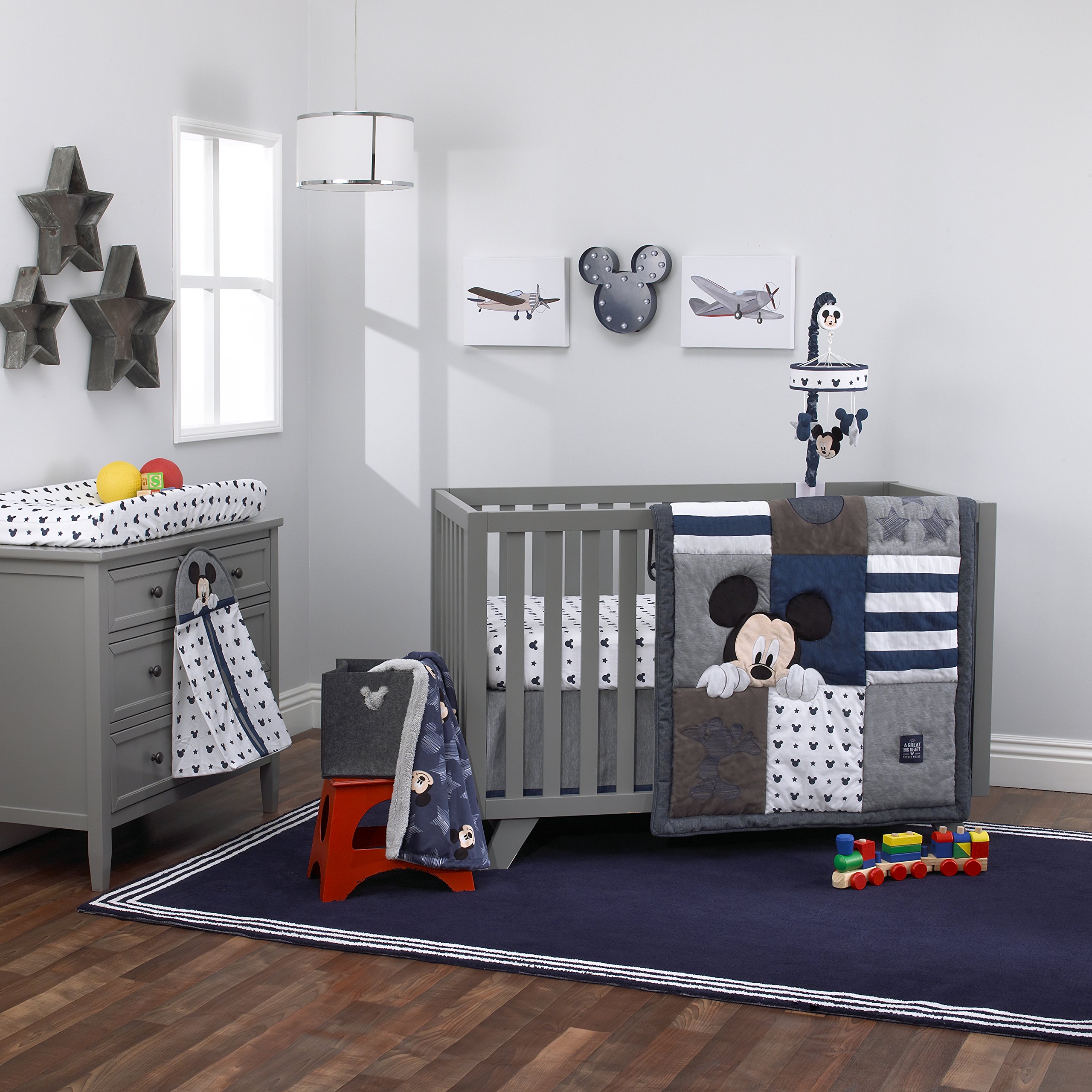 Disney Mickey Mouse Hello World Star Nursery Crib Musical Mobile - Navy Blue Baby Crib Toy with Soothing Music for Newborns & Infants | Perfect for Bedtime & Nursery Decor