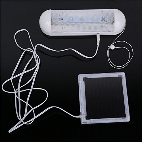 Solar Powered LED Lights - 5 Bright LEDs with High Efficiency Solar Panel for Indoor & Outdoor Use - Perfect for Camping, Tents, Fishing, and Emergency Lighting