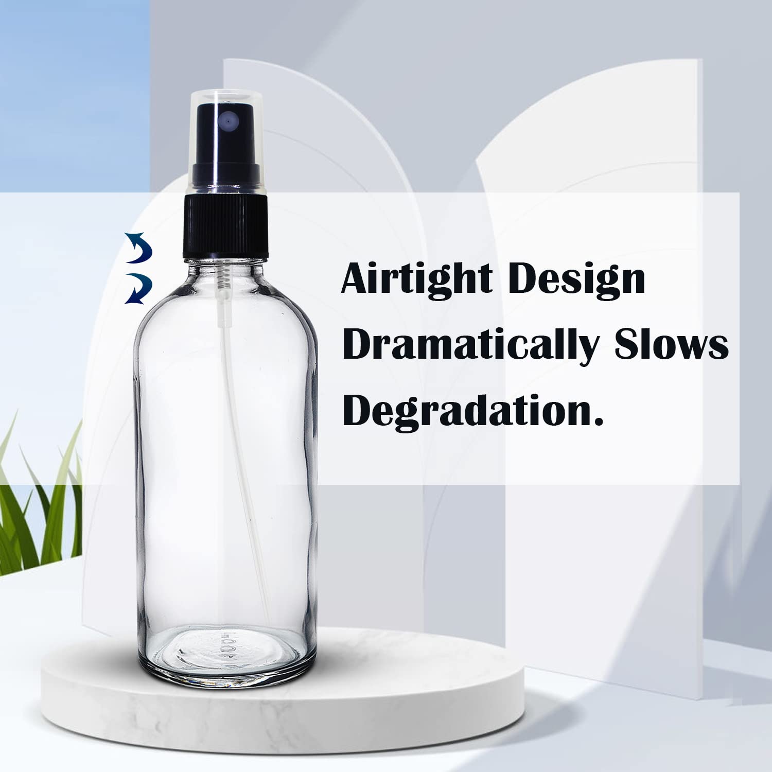 NSB Herbals 100ml Refillable Clear Glass Fine Mist Spray Bottle with Pump - Perfect for DIY Perfume, Essential Oils, Aromatherapy Blends, Facial Mists & Beauty Products - Ideal for Home, Travel & Salon Use