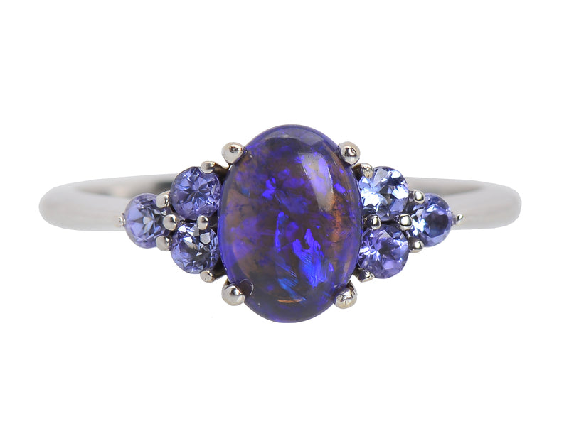 Vintage Black Opal Tanzanite Ring - 925 Sterling Silver Handmade Jewelry for Women, Elegant Gemstone Engagement & Wedding Band | Perfect for Anniversary Gifts, Date Night & Special Occasions