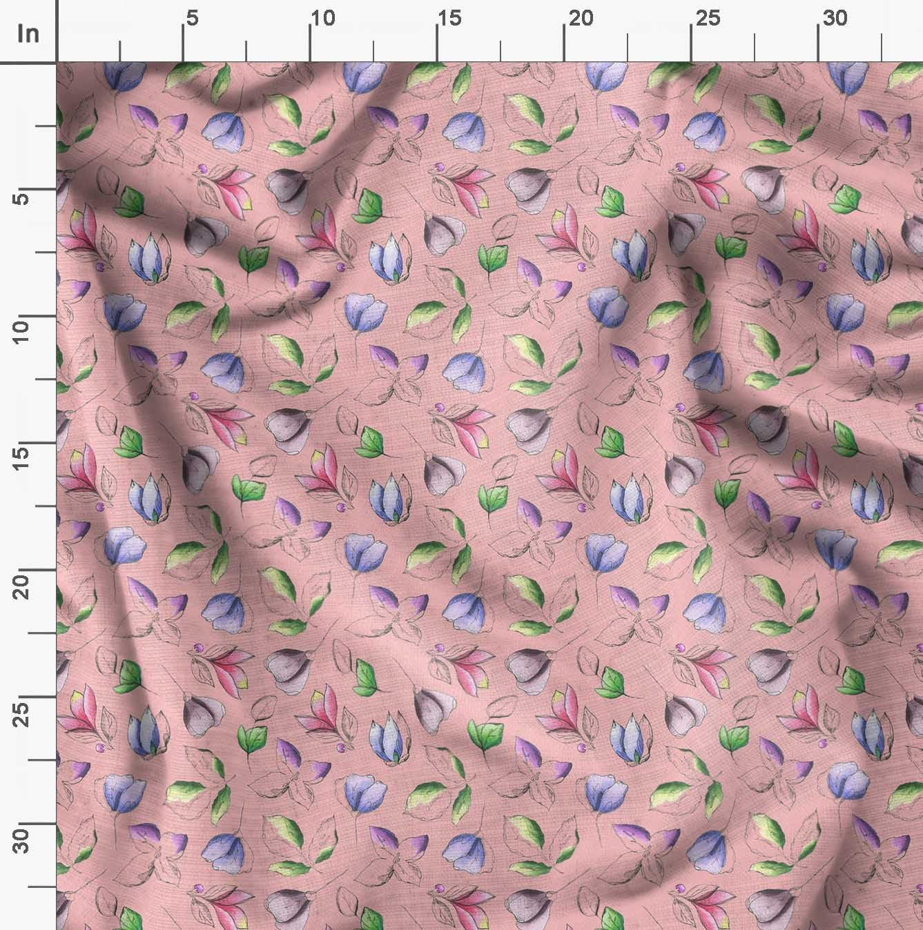 Soimoi Moss Georgette Pink Fabric by The Yard - 42 Inch Wide Artistic Leaf & Floral Printed Fabric for Dresses, Curtains & DIY Fashion Projects - Elegant & Trendy Home Decor & Crafting Material
