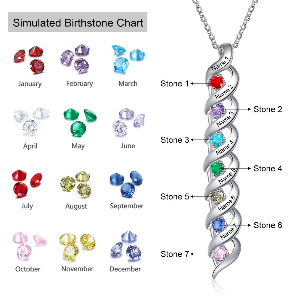 Personalized Mother & Grandma Necklace with 1-10 Name & Simulated Birthstones - Custom Jewelry Gift for Wife, Sister, Daughter - Birthday, Anniversary, Mother's Day Present - Perfect for Family Occasions & Special Moments