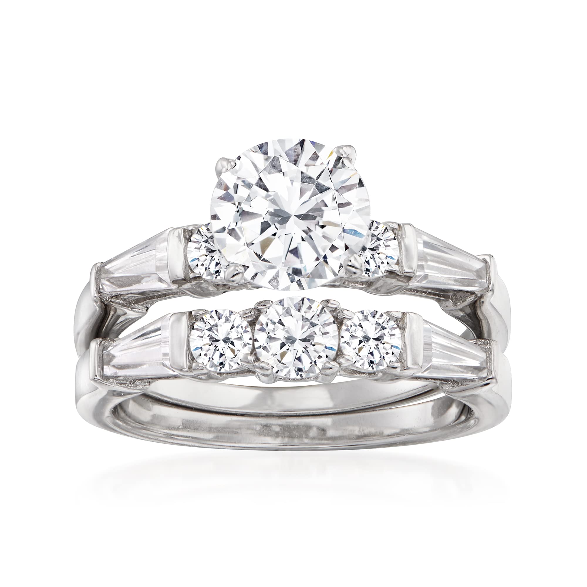 Ross-Simons 2.60 Carat Total Weight Cubic Zirconia Sterling Silver Bridal Ring Set - Perfect for Engagement, Wedding & Anniversary Jewelry Gifts