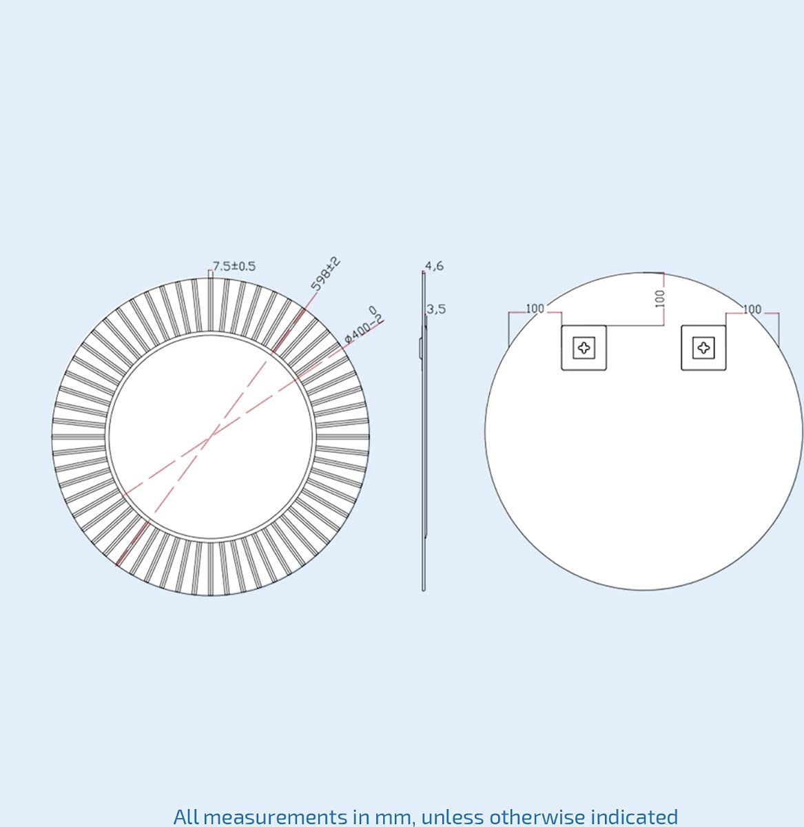 Bowen 600 Round Double Layer Mirror - 12