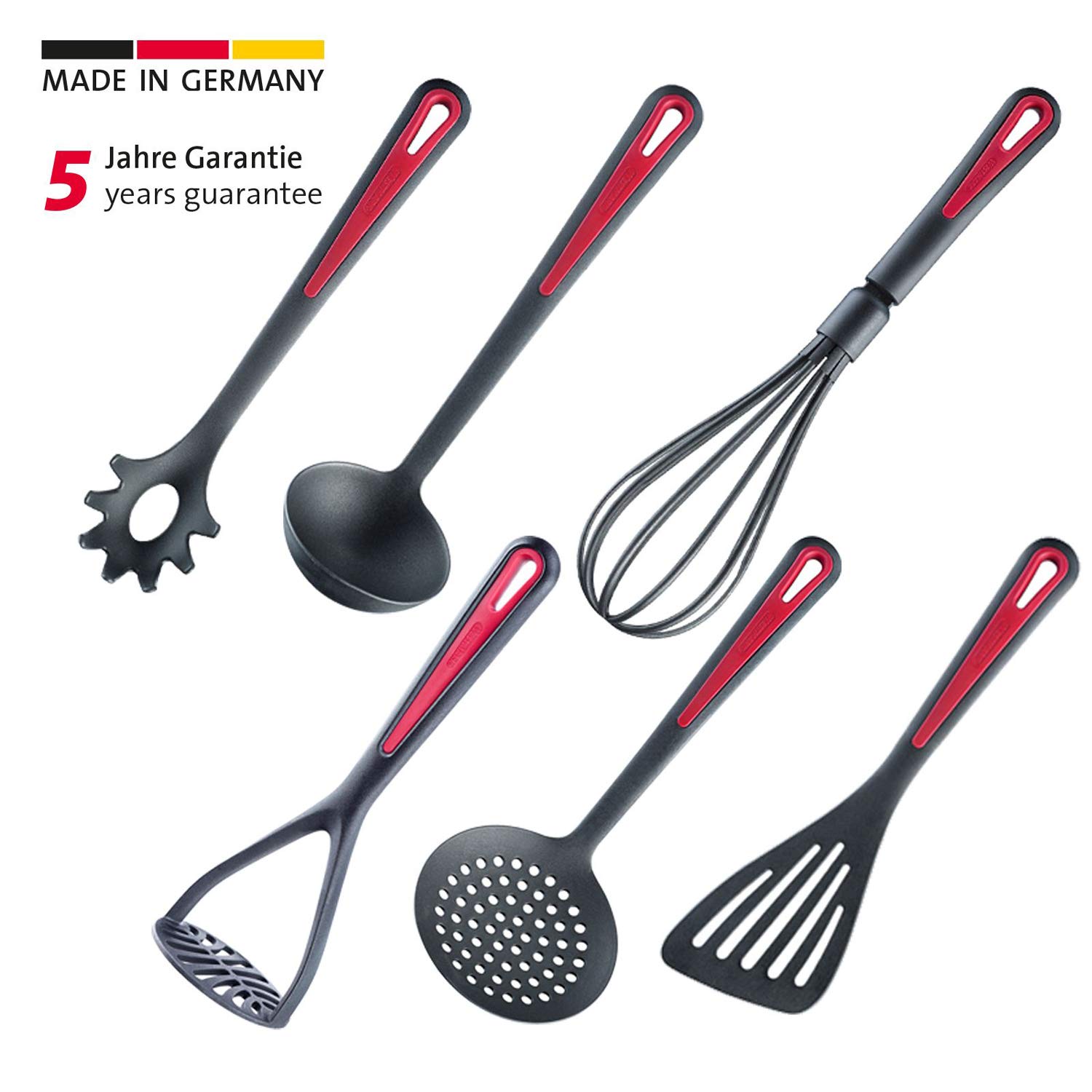 Westmark 5-Piece Kitchen Utensil Set - BPA-Free Plastic Cooking Tools with Non-Slip Handles (Spatula, Spoon, Slotted Spoon, Ladle, Turner) - Perfect for Baking, Frying & Everyday Cooking