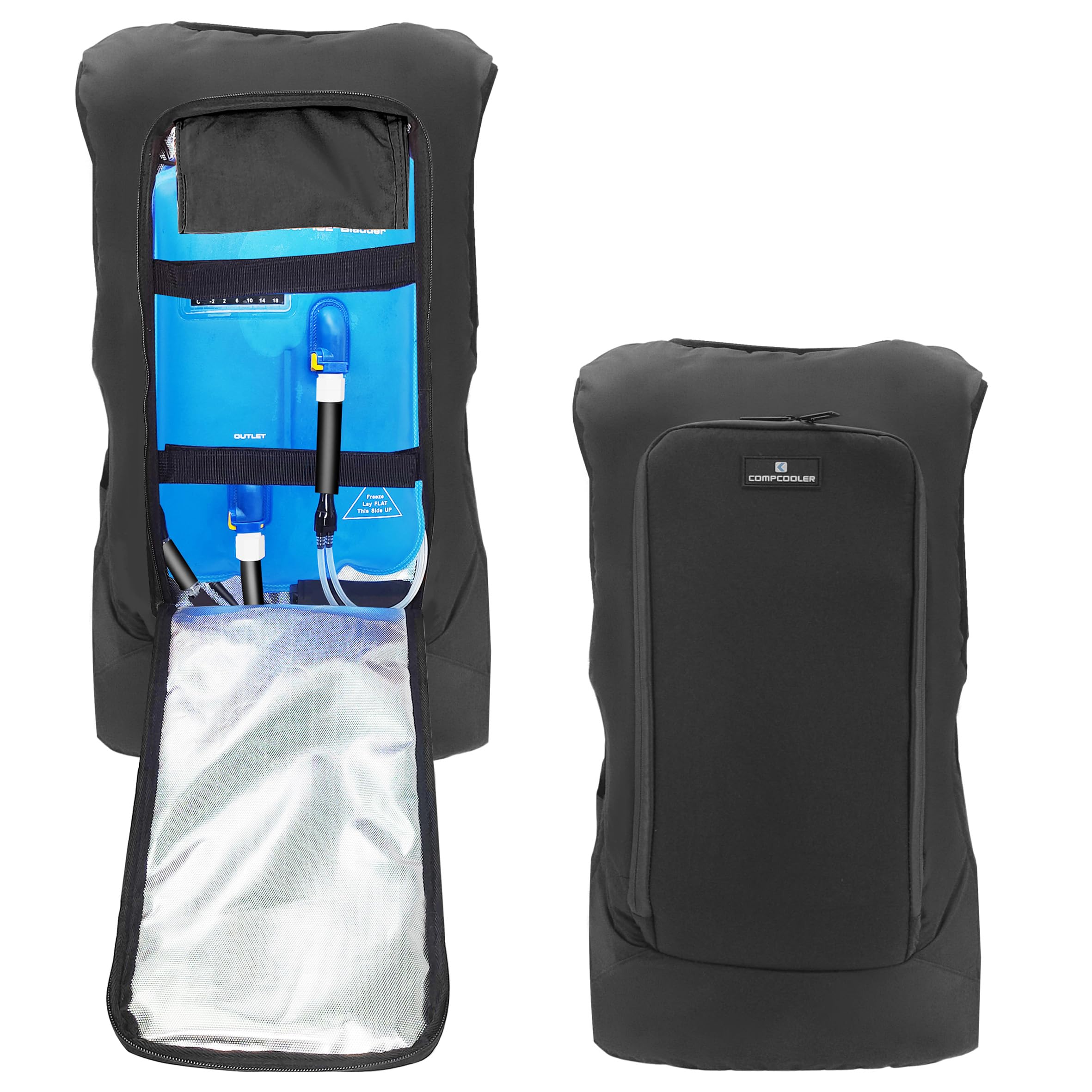 Black UniVest ICE Cooling System - 2.5L Hydration Bladder with Flow Control - Breathable Outerwear Cooling Vest for Outdoor Work, Sports & Hot Weather Activities