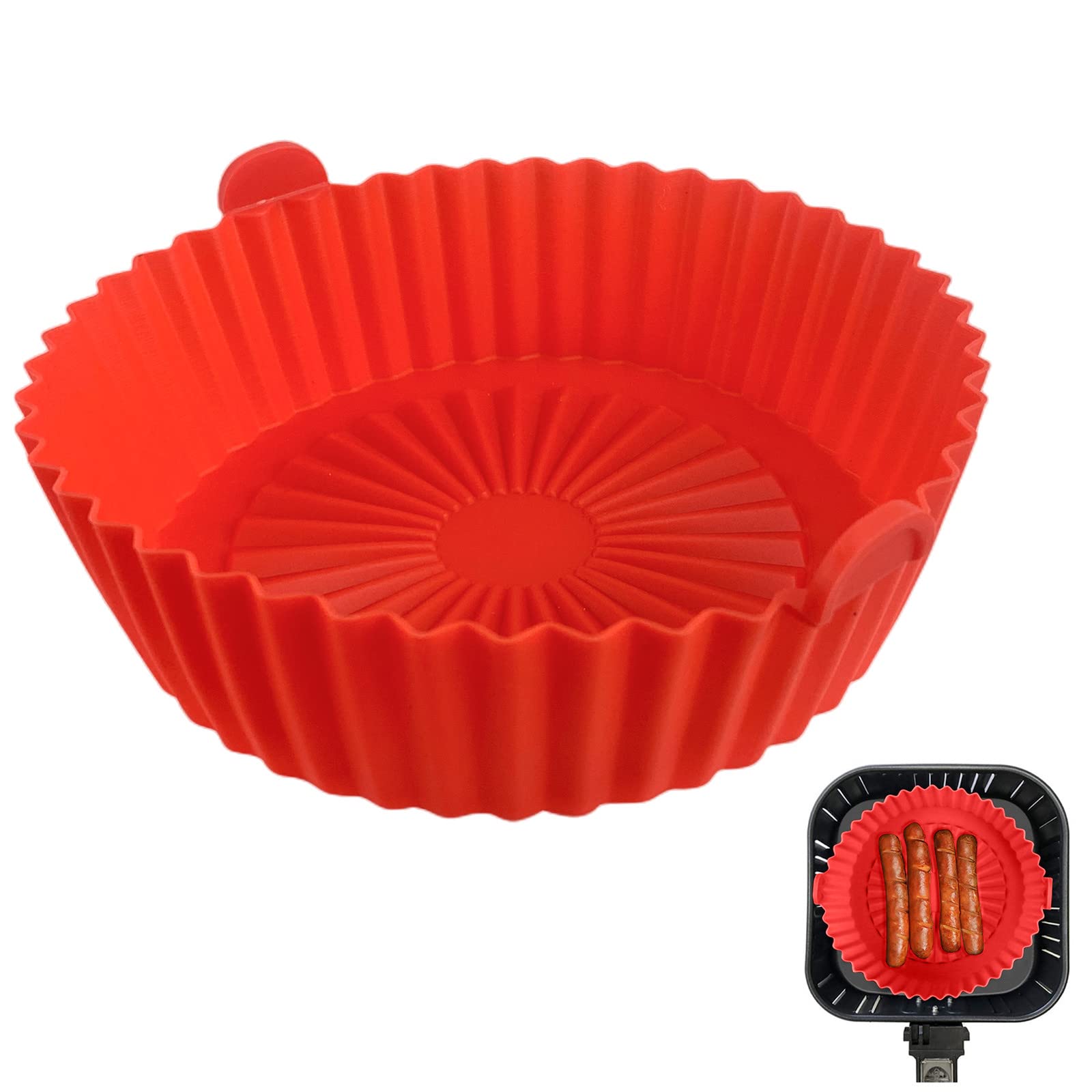 Non-Stick Reusable Silicone Air Fryer Liners (6.49''-9.45'') - Large Basket & Baking Tray for 3.2-6.5 QT Air Fryers - Perfect for Roasting, Baking, and Healthy Cooking Accessories