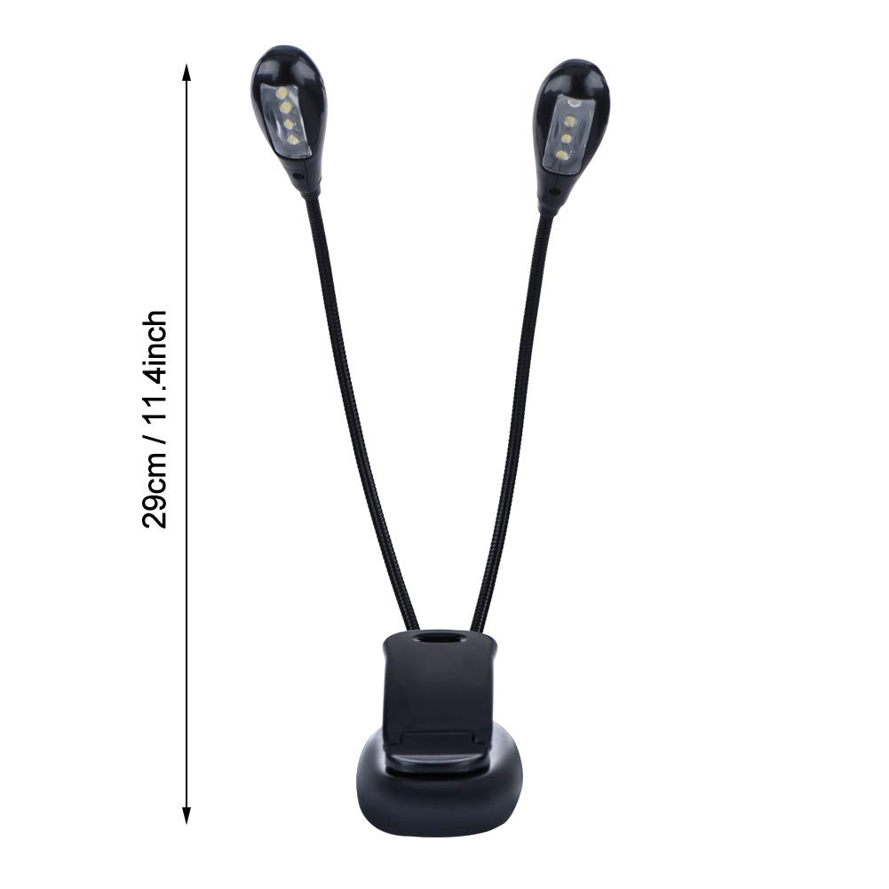ASHATA LED Music Stand Light with Double Adjustable Arms - Clip On Piano & Book Reading Lamp (8 Beads) - Perfect for Musicians, Students & Night Readers