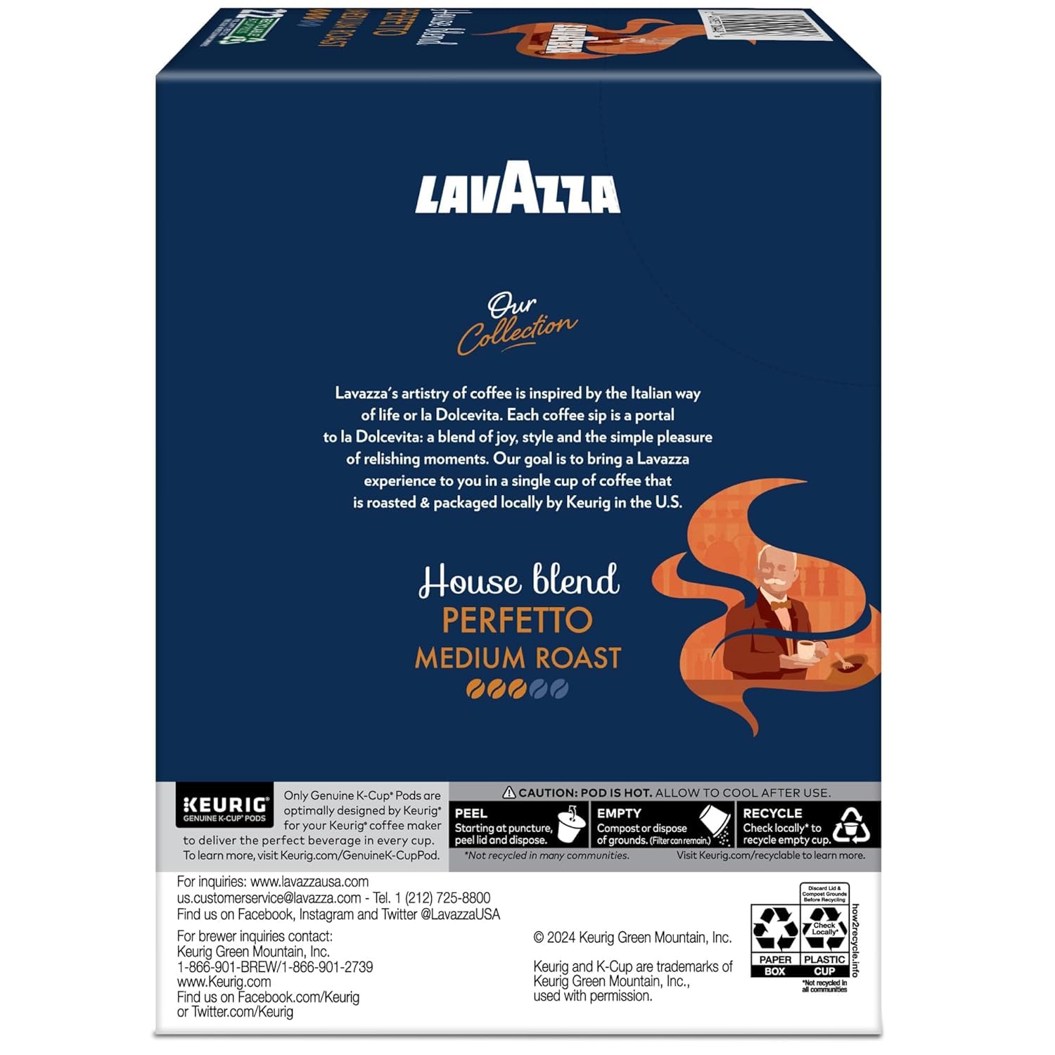 Lavazza Dark Roast Perfetto Coffee K-Cups Pods - 100% Arabica Espresso for Keurig Brewers - Perfect for Office, Home & Morning Coffee Routine