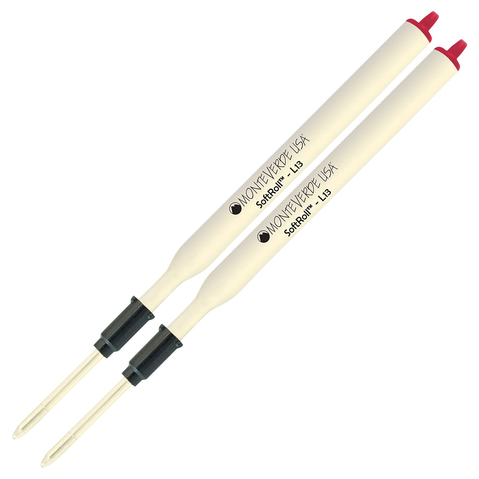 Monteverde Soft Roll Ballpoint Ink Refill 2-Pack - Compatible with Lamy Style Pens - Red 0.7mm Medium Tip - Smooth Writing for Office, School & Daily Use