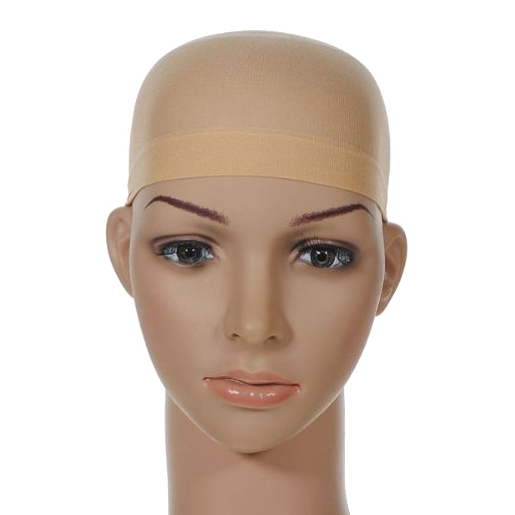 OMORFIEER Stretchy Nylon Wig Caps for Women - 2 Pack Beige Wig Liner & Stocking Cap - Comfortable Invisible Wig Underlay for Daily Wear, Cosplay & Hair Protection