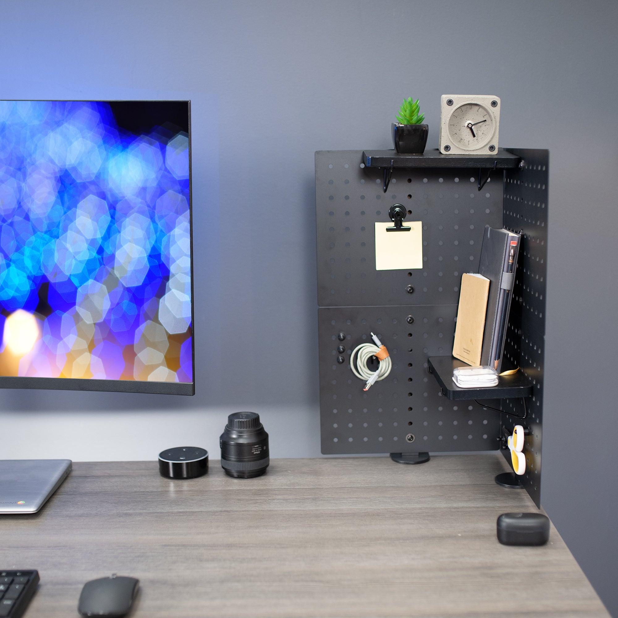 Clamp-On Desk Pegboard Panel with Accessory Holder - Organize Tools, Office Supplies & DIY Essentials for Home, Office & Workshop Use