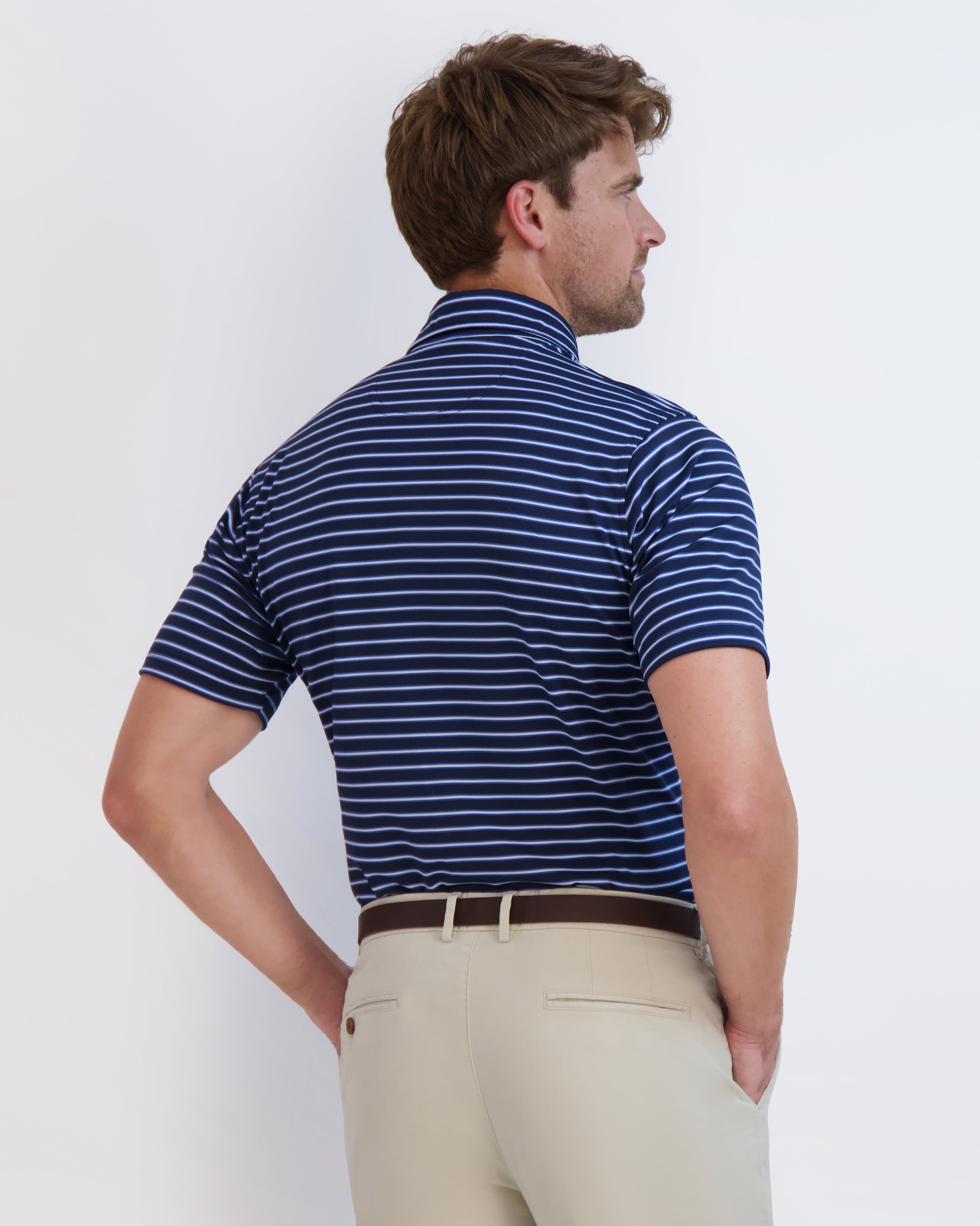 Harbour Stripe Nautical Themed T-Shirt - Classic Blue & White Striped Cotton Tee for Men & Women | Perfect for Beach Vacations, Sailing Trips & Casual Summer Outfits