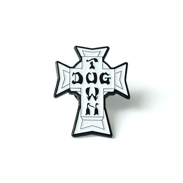 Dogtown Cross Logo Enamel Pin - White Color for Backpacks, Jackets & Denim - Punk Rock Fashion Accessory