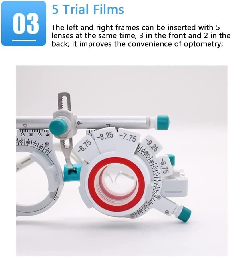 QIANMEI Multifunctional Optical Trial Frame - Pure Titanium Optometry Testing Frame with 5 Lens Slots for Eyeglass Prescription Testing | Perfect for Eye Exams, Vision Correction, and Optometry Clinics
