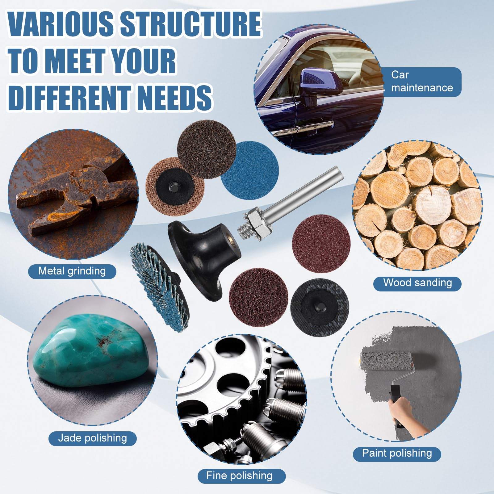 216 Pcs 2 Inch Sanding Discs Set with 1/4