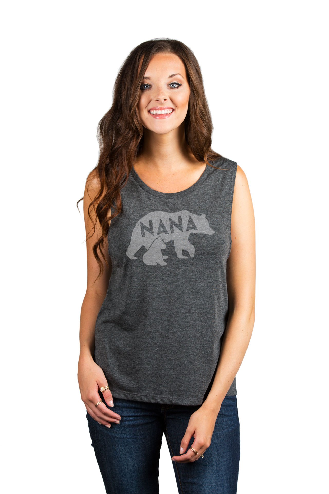 Nana Bear Women's Fashion Sleeveless Muscle Tank Top Tee - Breathable Workout Shirt for Gym, Yoga & Summer Outfits