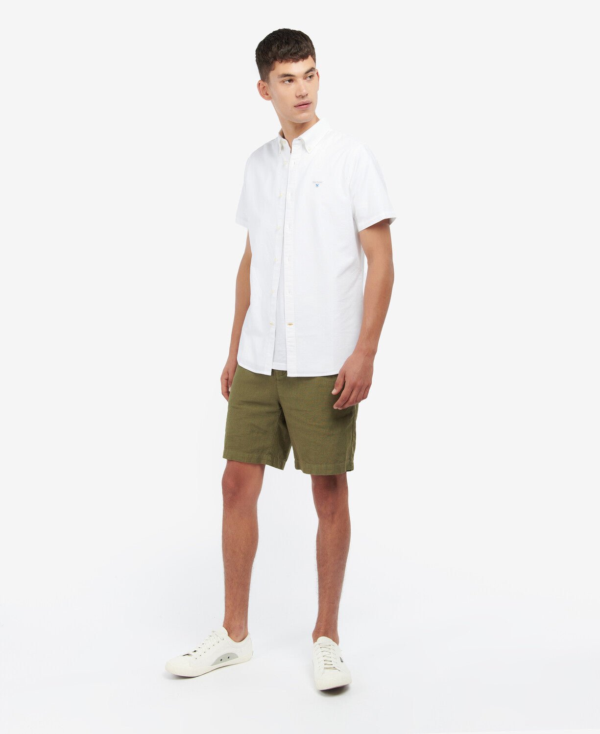 BARBOUR Men's Oxford Short Sleeve Tailored Cotton Shirt - Classic White Button Down for Casual & Business Wear