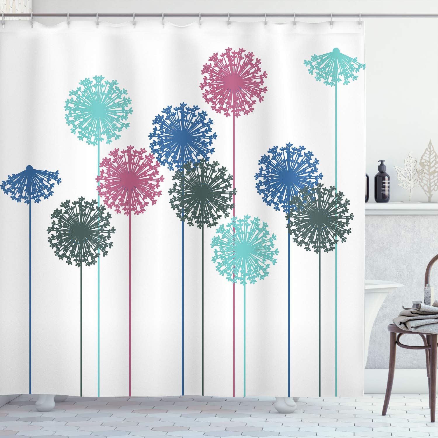 Ambesonne Dandelion Shower Curtain - Abstract Wildflower Silhouette Bathroom Decor, 69
