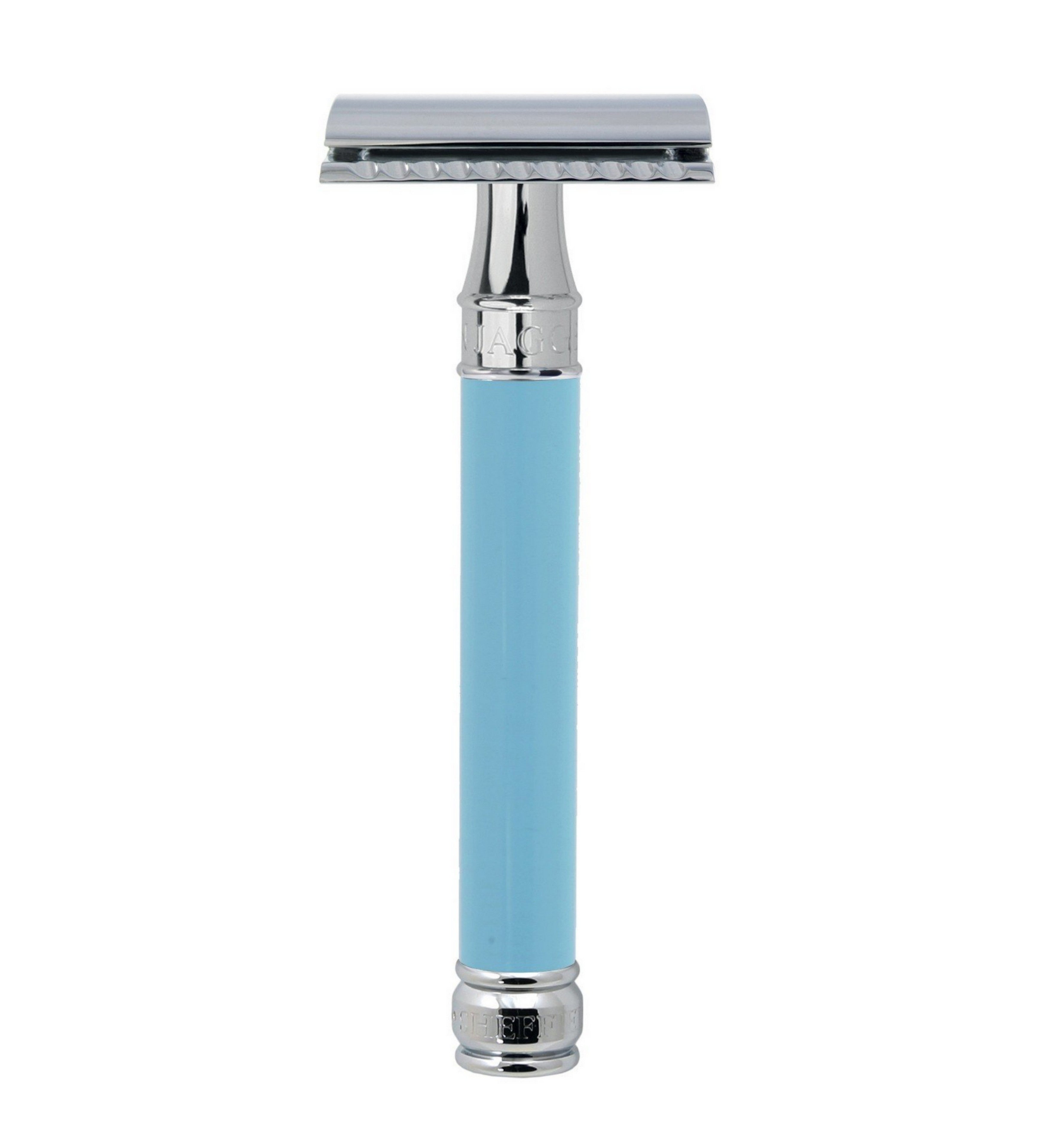Edwin Jagger Blue DE Safety Razor - Long Handle Double Edge Razor for Men | Perfect for Wet Shaving & Grooming | Ideal Gift for Father's Day & Special Occasions