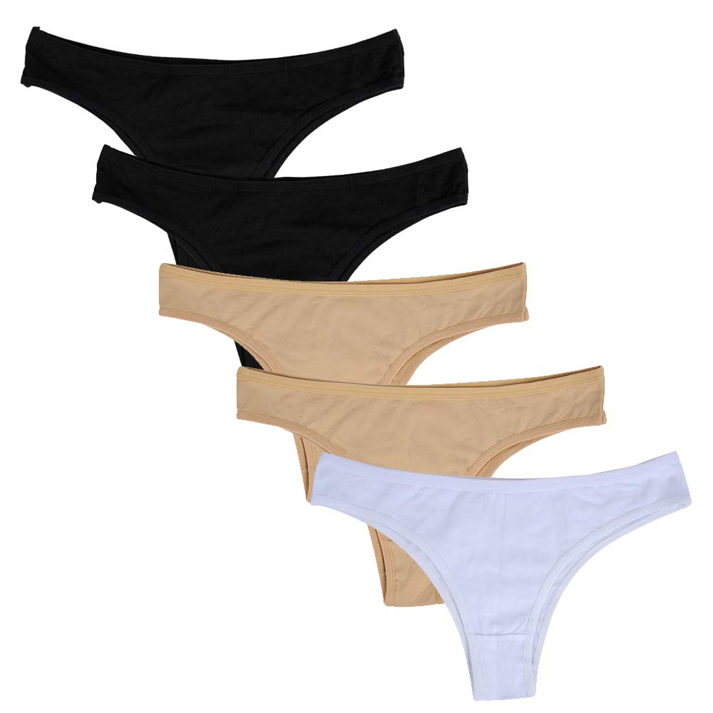 Nightaste Women's 5-Pack Soft Cotton Cheeky Bikini Underwear - Breathable Sport Tanga Panties with Half Back Coverage for Yoga, Gym & Everyday Wear