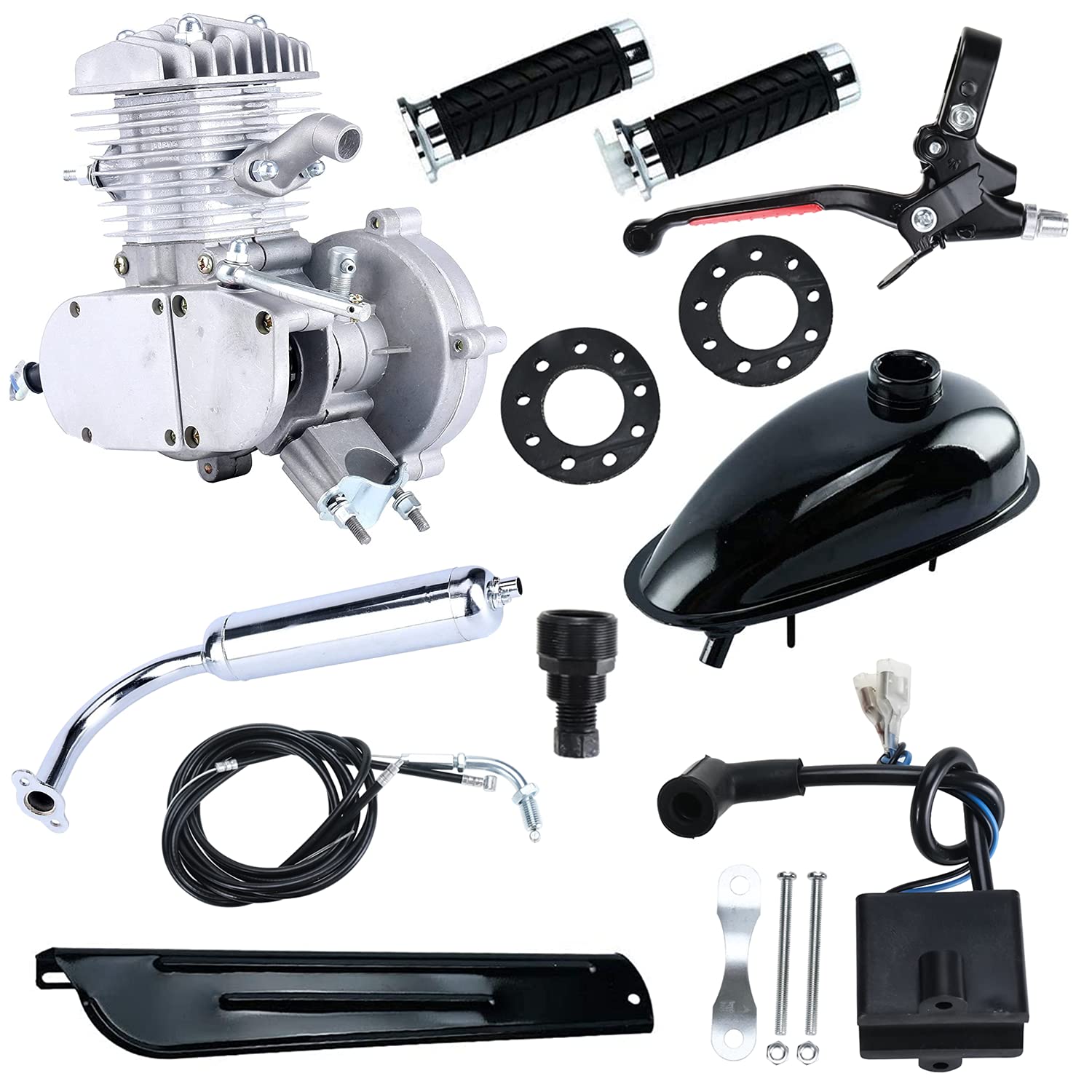 80cc 2 Stroke Bicycle Engine Kit - Motorized Bike Conversion Kit with Silver Finish | Perfect for Commuting, Off-Road Adventures & DIY Bike Projects