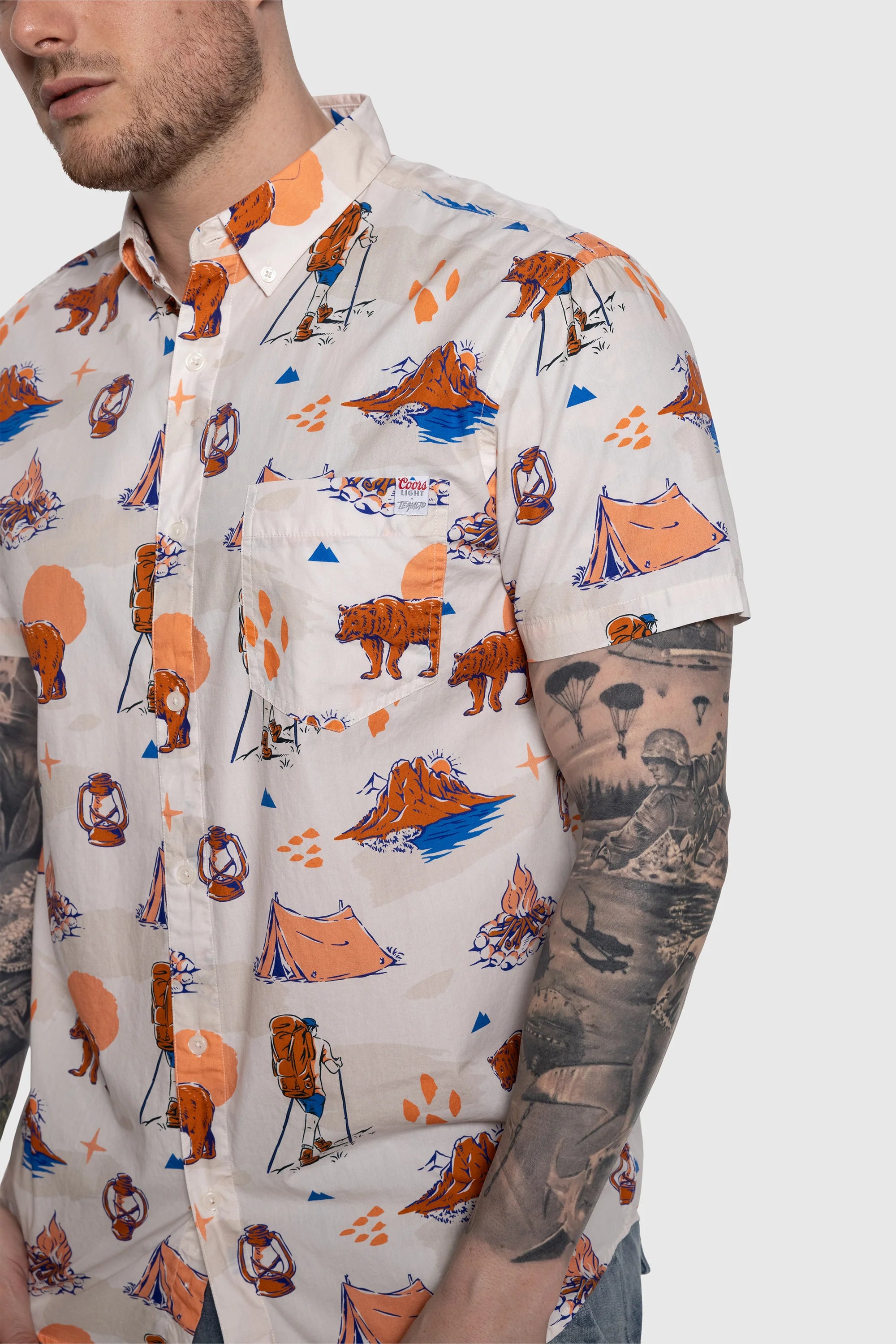 Coors Light Button Up Shirt - Stylish Casual Men's Shirt for Outdoor Activities, Parties & Beer Enthusiasts