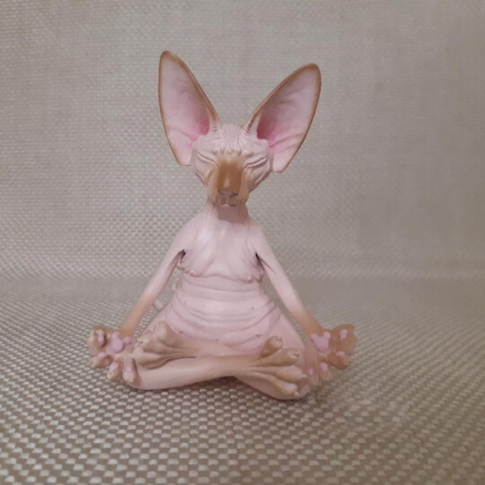 Handmade Resin Meditating Zen Yoga Sphynx Cat Figurine - 3.14